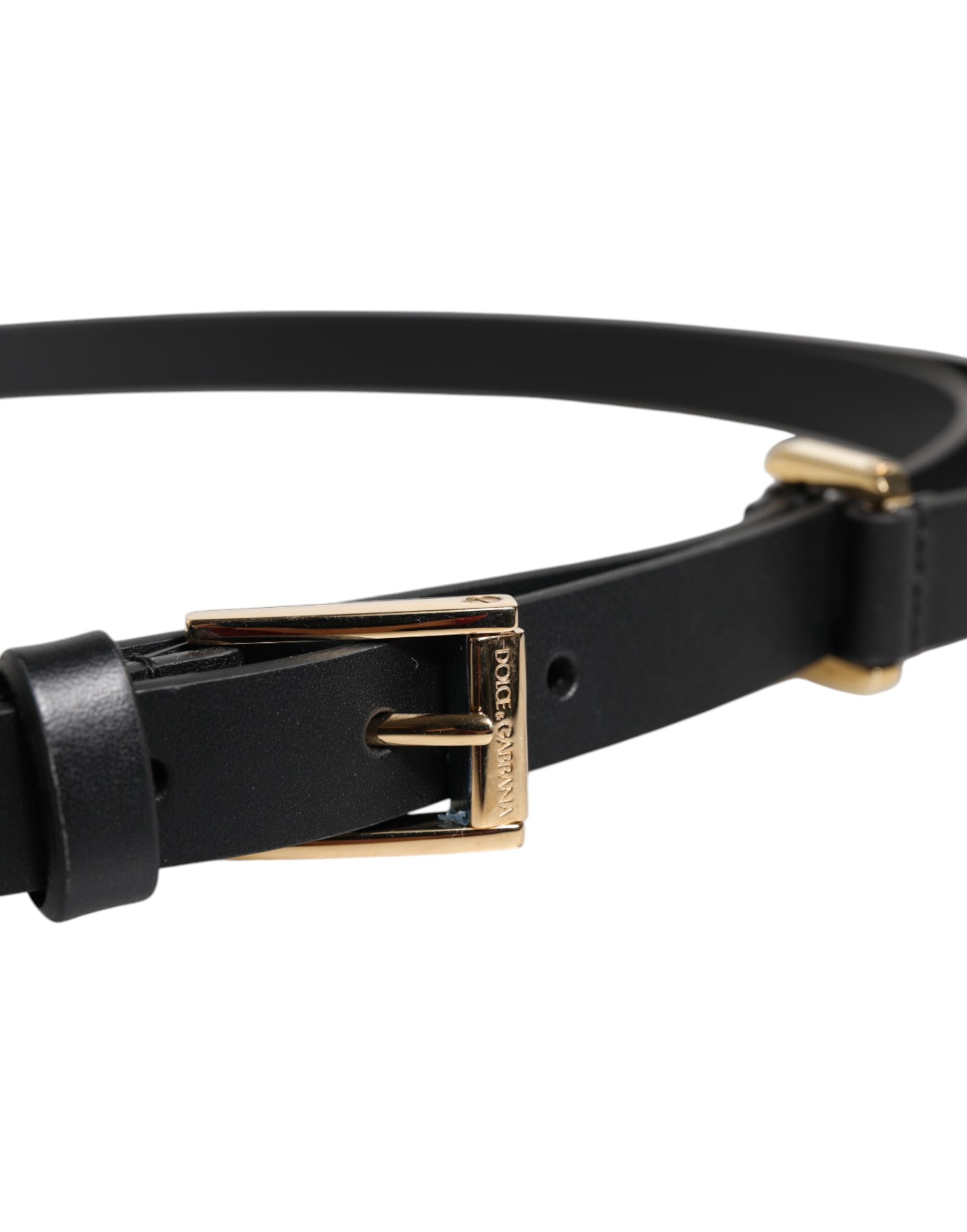 Dolce & Gabbana – Schwarzer Gürtel aus Kalbsleder mit goldener Metallschnalle