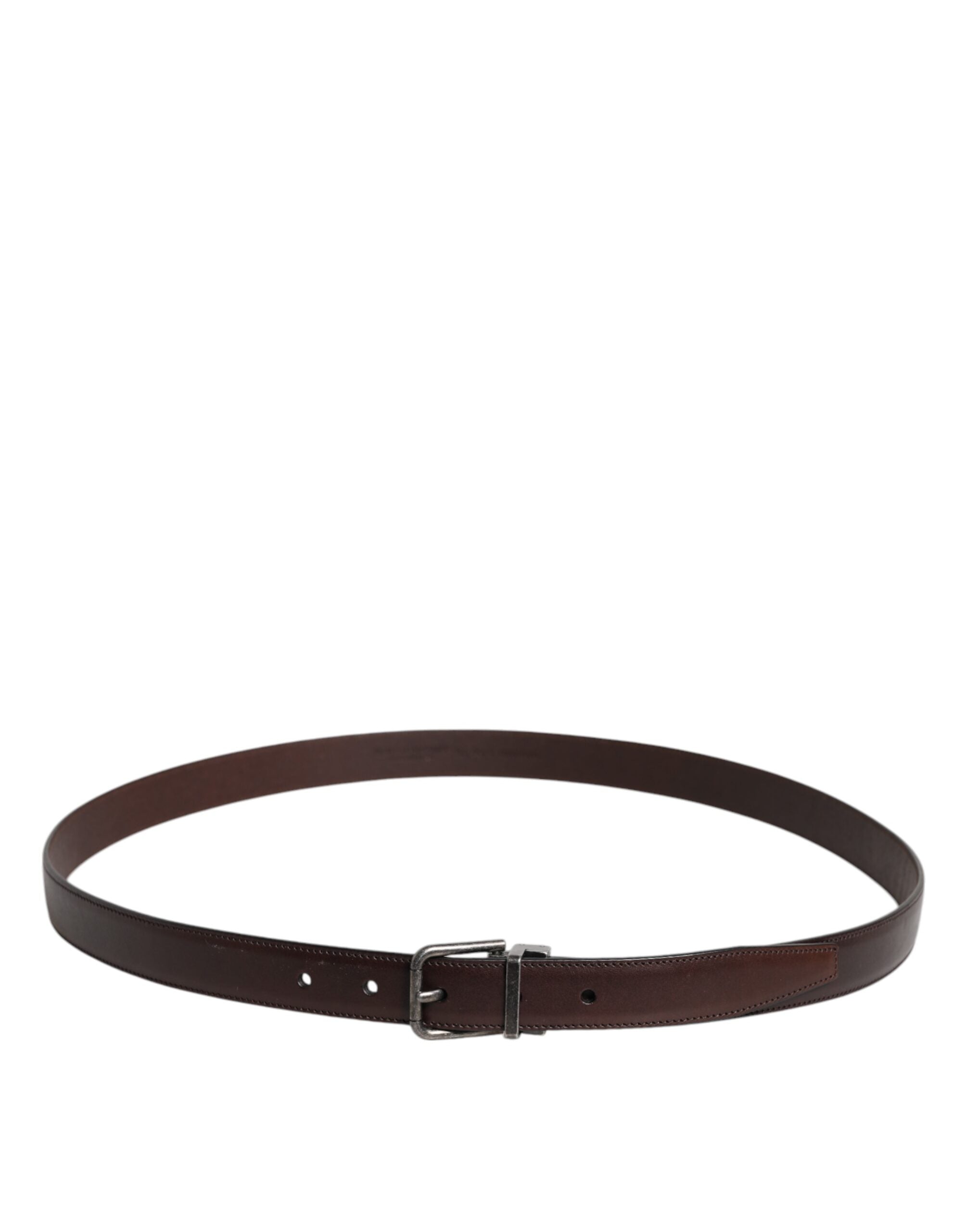 Dolce & Gabbana Brauner Ledergürtel mit silberner Metallschnalle