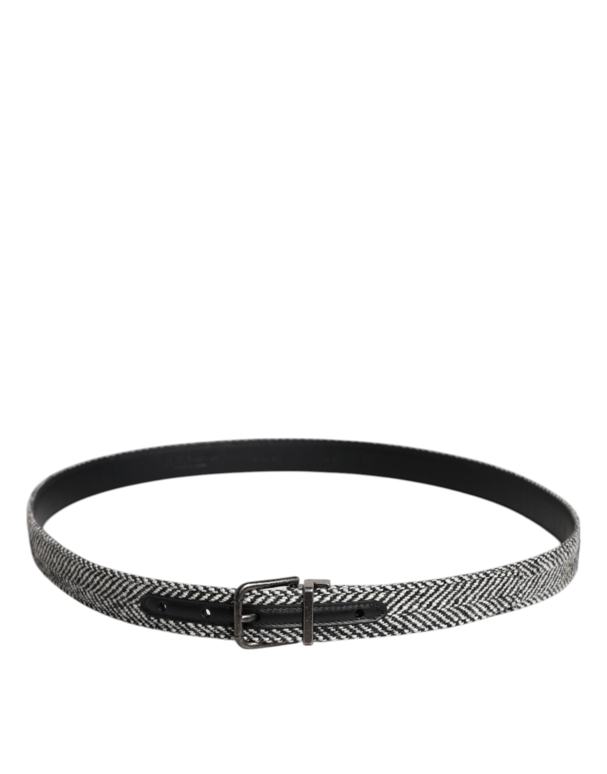 Dolce & Gabbana – Gürtel mit schwarz-weiß-silberfarbener Metallschnalle