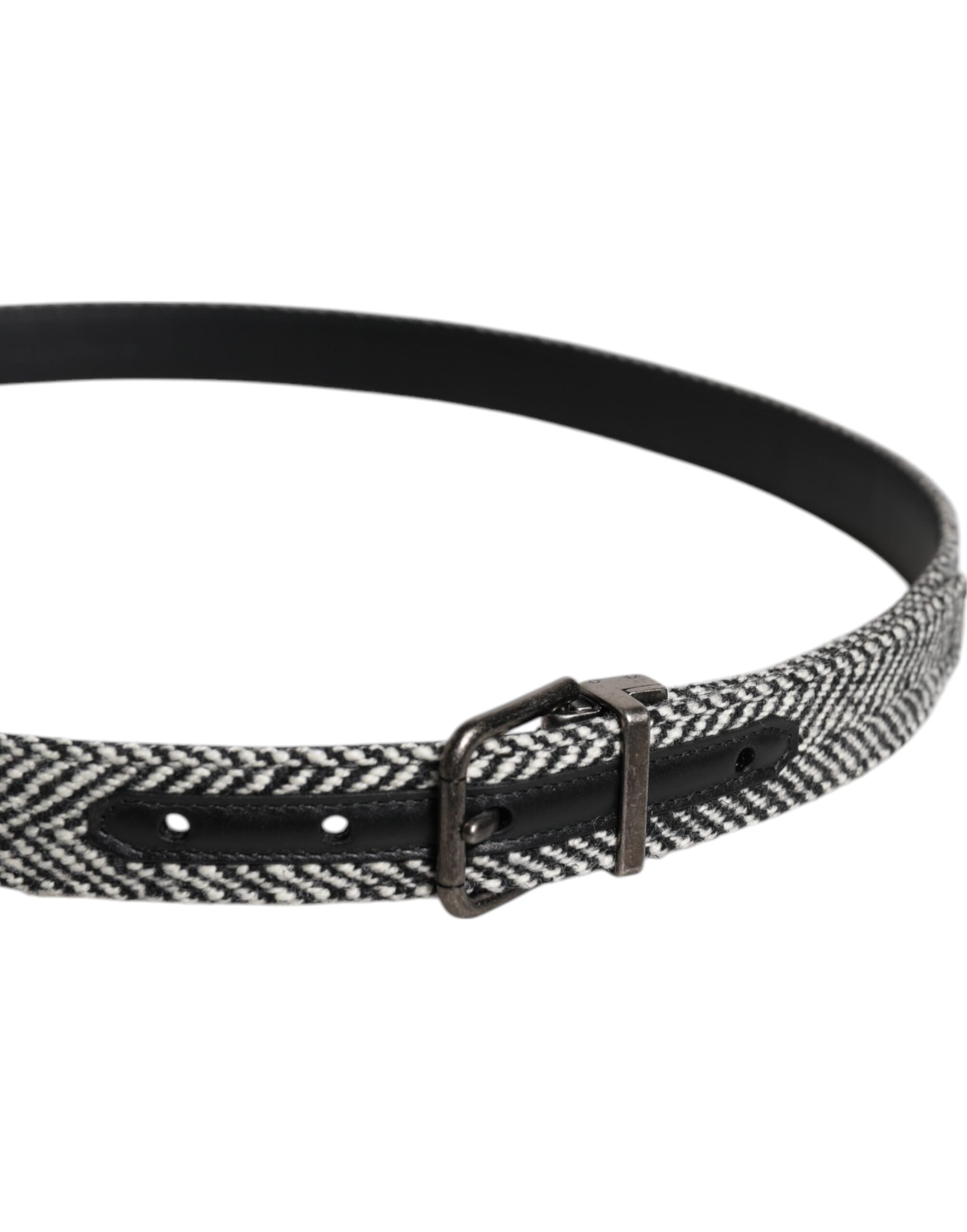 Dolce & Gabbana – Gürtel mit schwarz-weiß-silberfarbener Metallschnalle