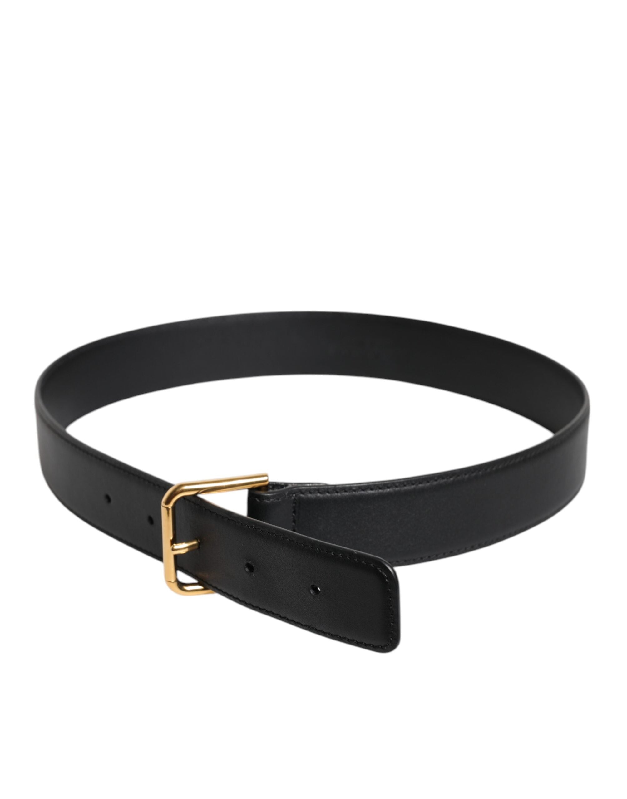 Dolce & Gabbana Klassischer Gürtel aus schwarzem Leder mit Metallschnalle