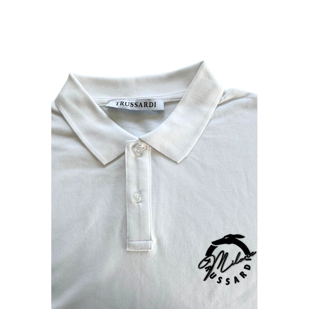 Trussardi Beachwear Weißes Poloshirt aus Baumwolle für Herren