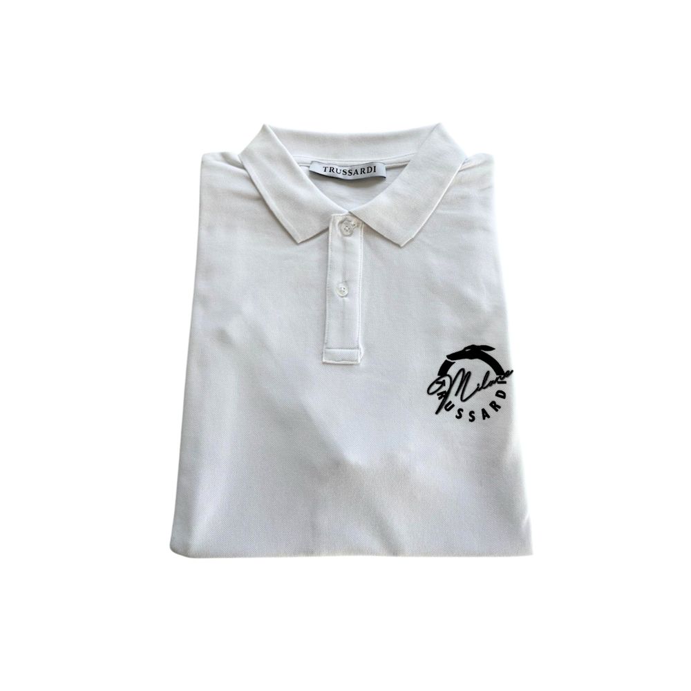 Trussardi Beachwear Weißes Poloshirt aus Baumwolle für Herren
