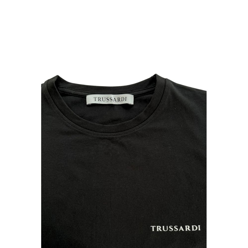 Trussardi Beachwear Schwarzes Herren-T-Shirt aus Baumwolle