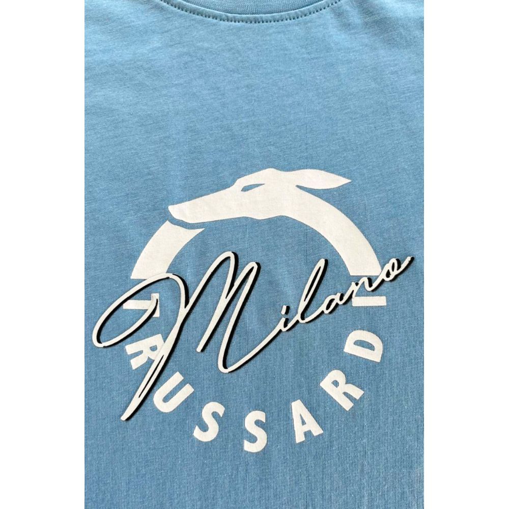 Trussardi Beachwear Hellblaues Herren-T-Shirt aus Baumwolle