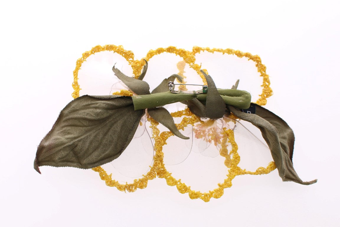 Dolce & Gabbana – Exquisite handgefertigte Seidenbrosche mit Blumenmuster