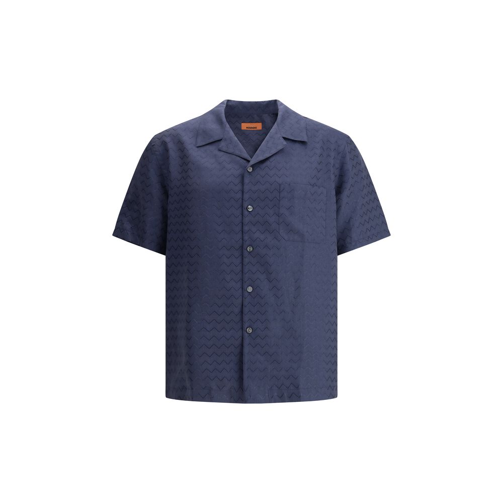 Missoni Bowling Shirt mit glänzendem Zickzack-Muster