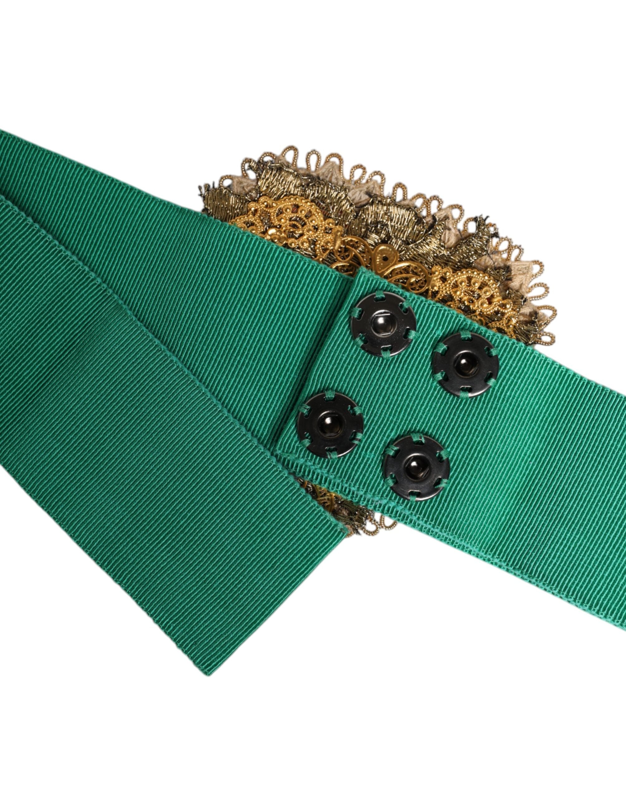 Dolce & Gabbana – Grüner, elastischer Gürtel mit breiter Taille und Herzverzierung