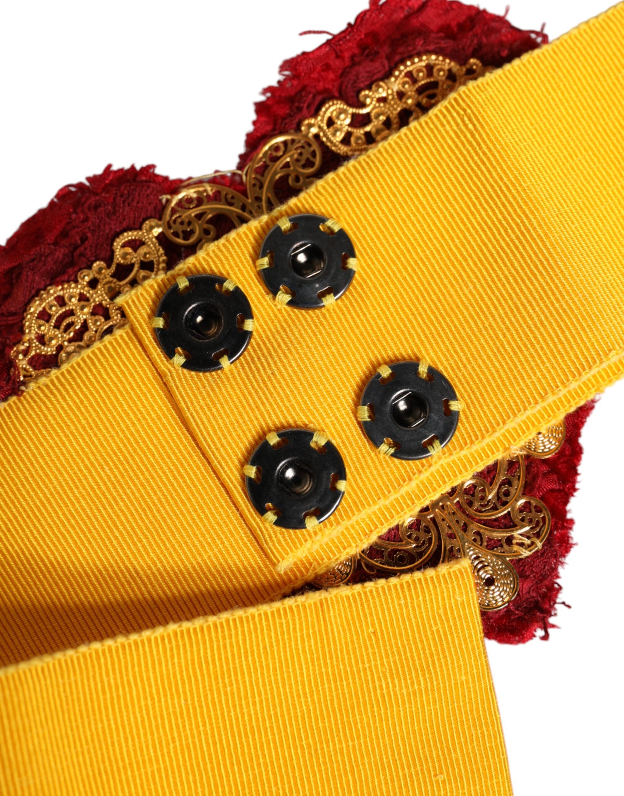Dolce & Gabbana – Gelber, breiter Stretchgürtel mit Herzverzierung