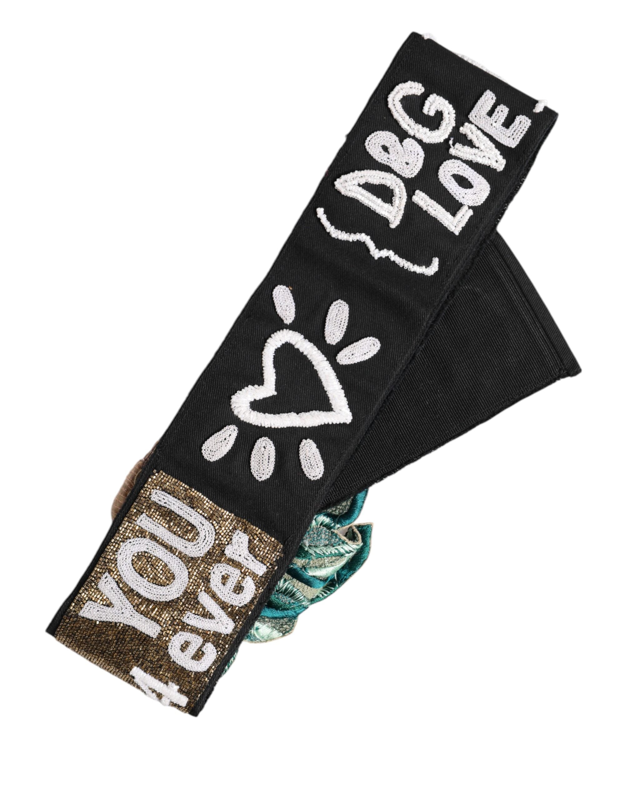 Dolce & Gabbana – Schwarzer, mehrfarbig verzierter Taillengürtel aus Stretch