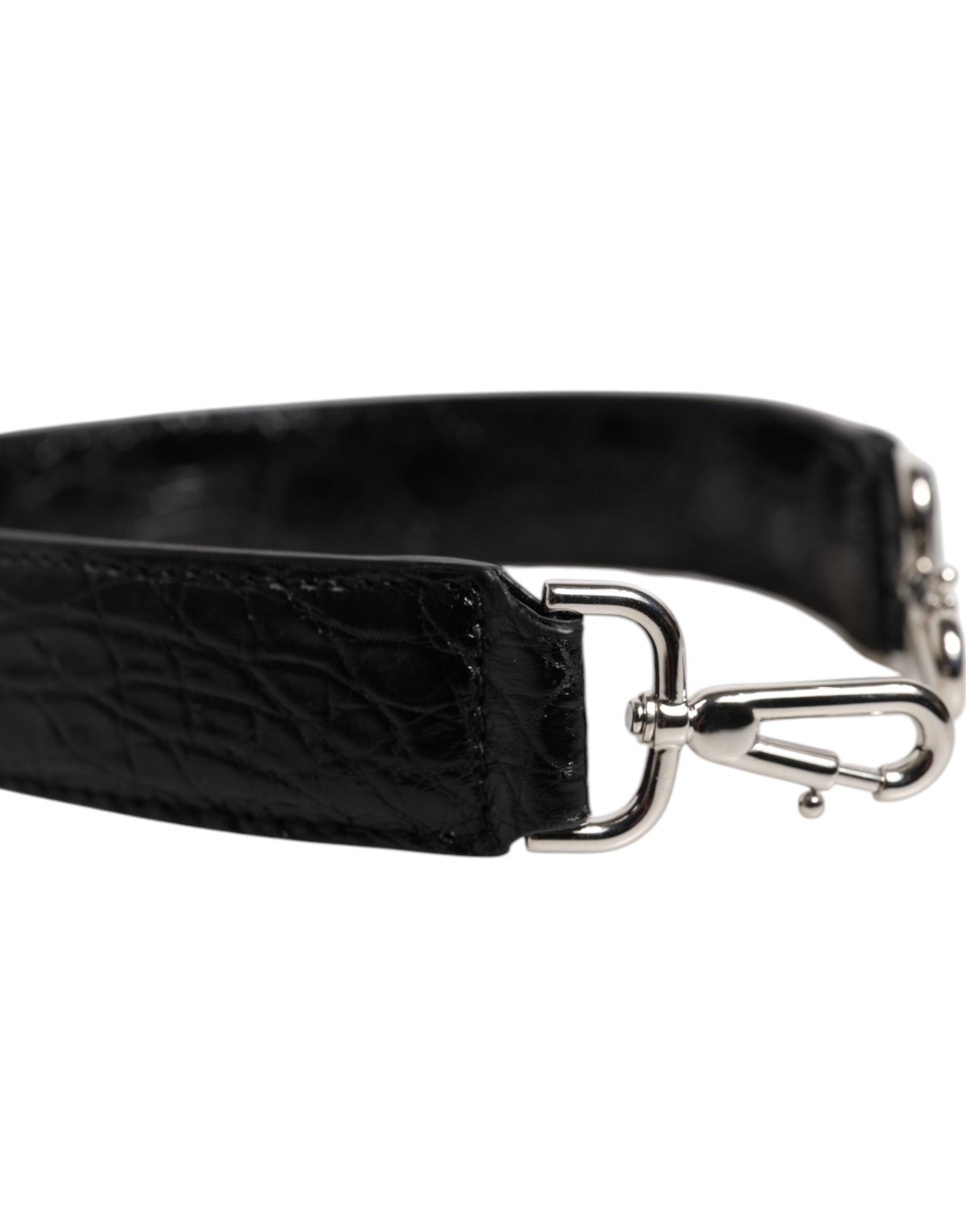Geantă de umăr Dolce & Gabbana din piele de aligator neagră