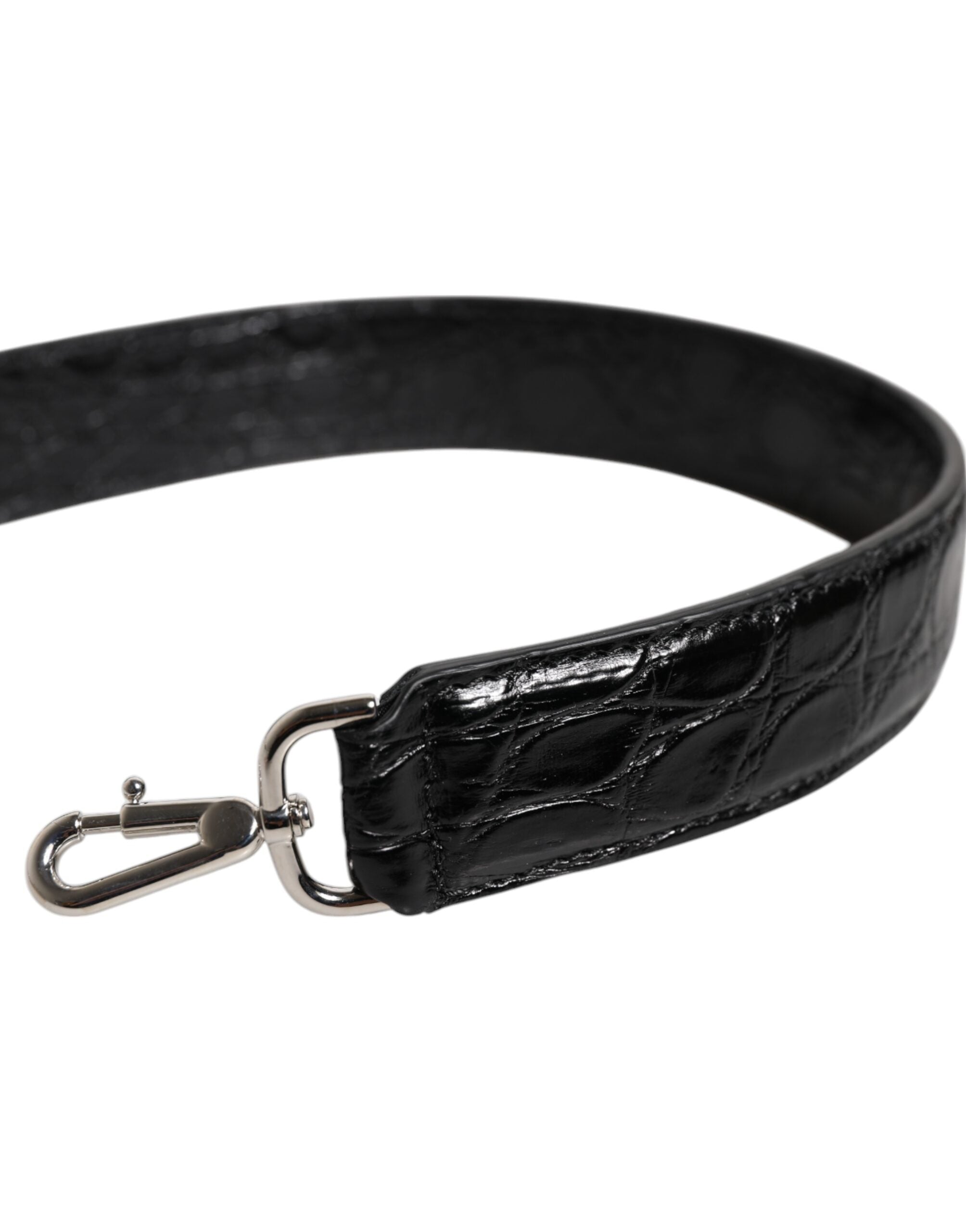 Geantă de umăr Dolce & Gabbana din piele de aligator neagră