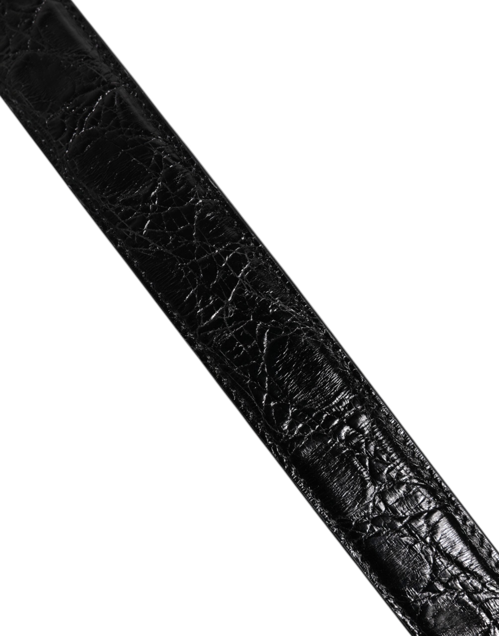 Geantă de umăr Dolce & Gabbana din piele de aligator neagră