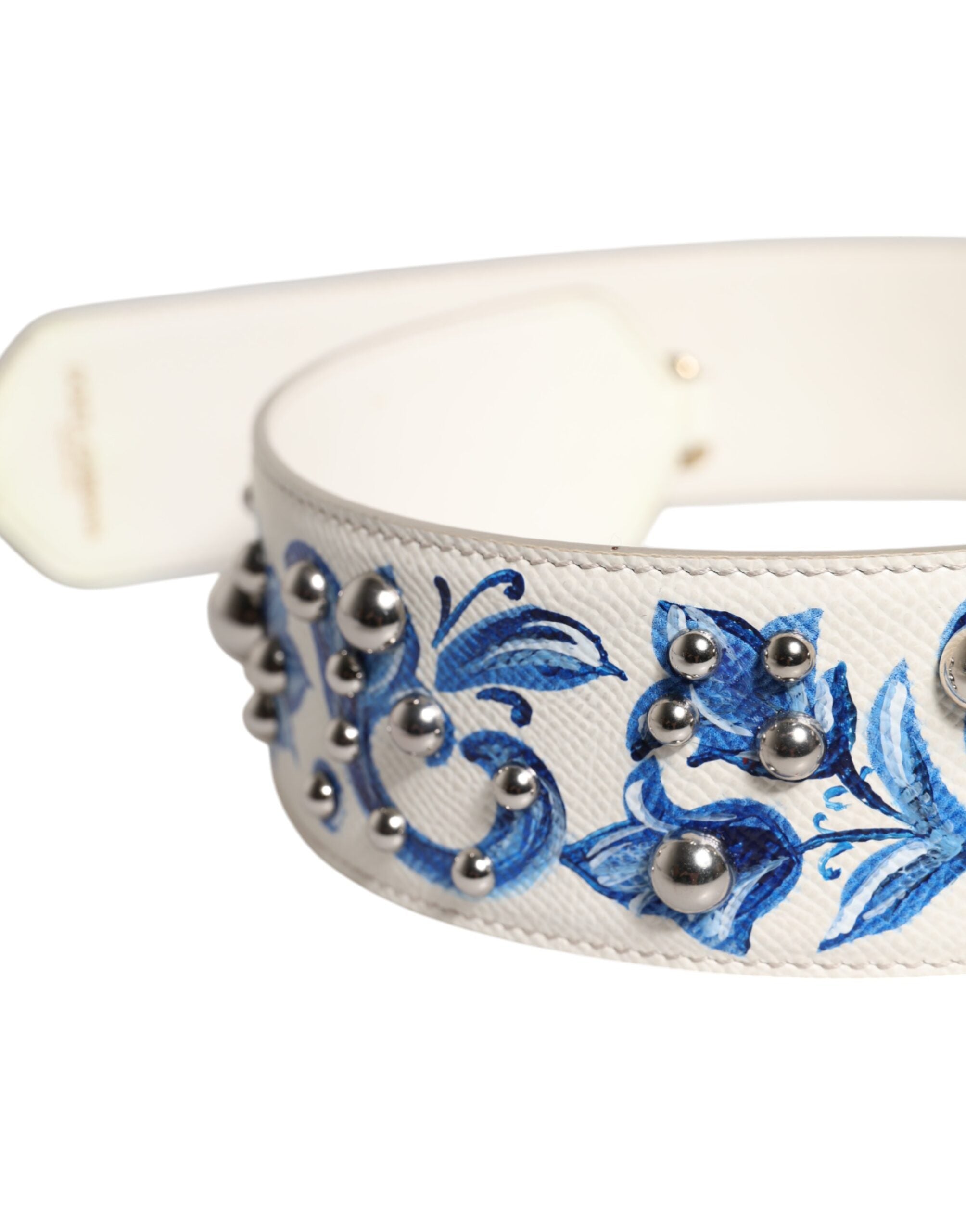 Dolce & Gabbana Curea de umăr din piele cu imprimeu floral alb-albastru