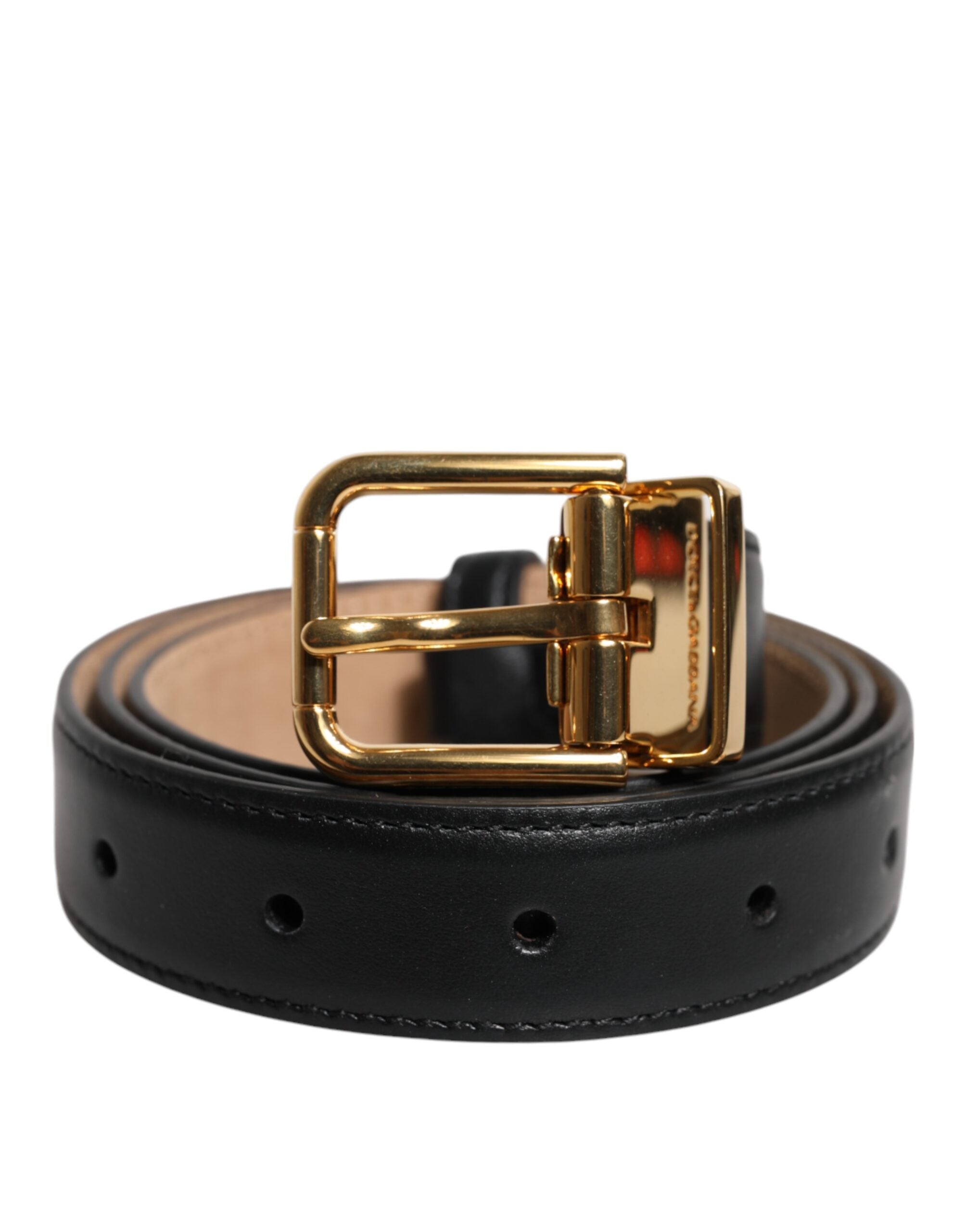 Curea Dolce & Gabbana din piele neagră cu cataramă metalică și logo