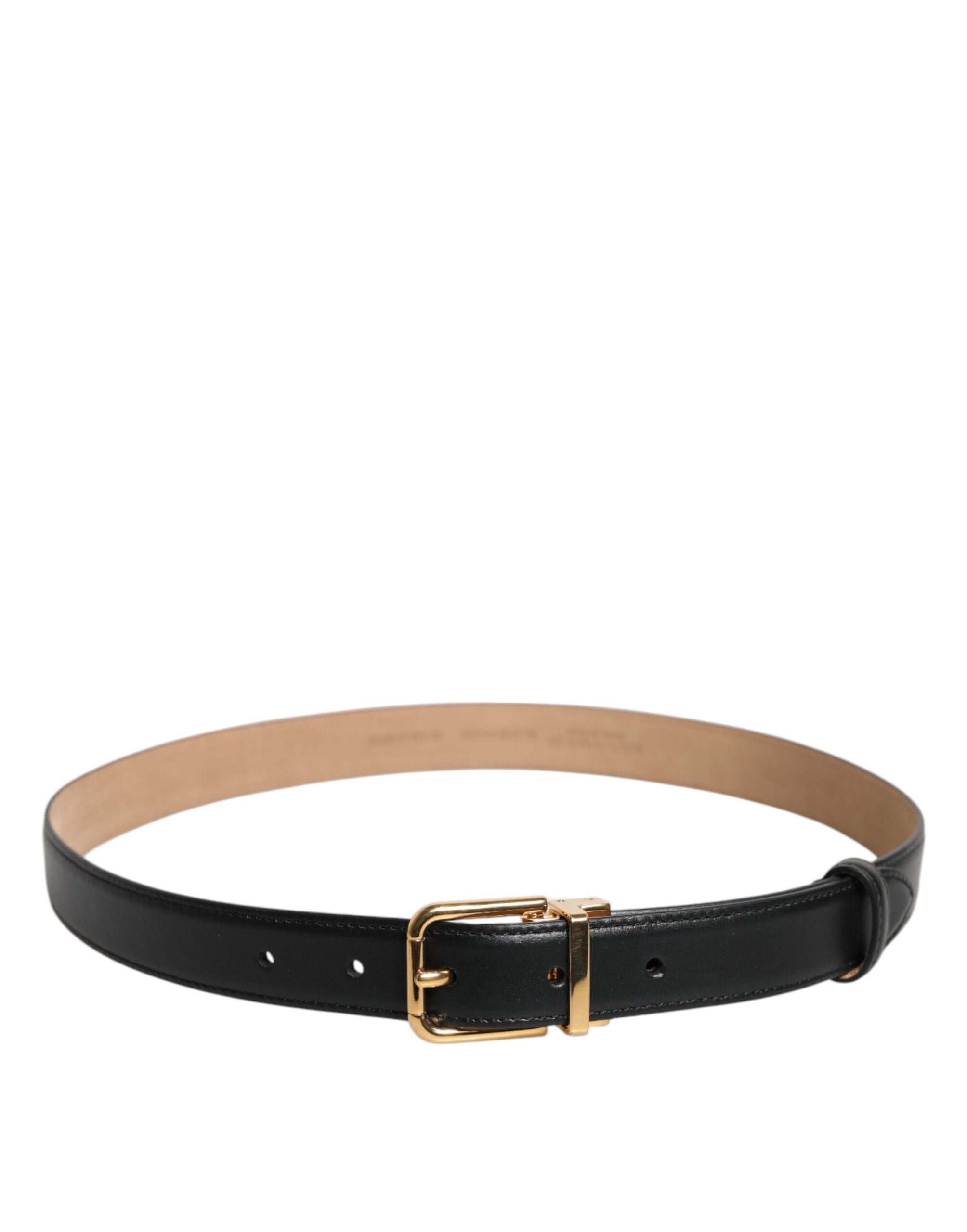 Curea Dolce & Gabbana din piele neagră cu cataramă metalică și logo