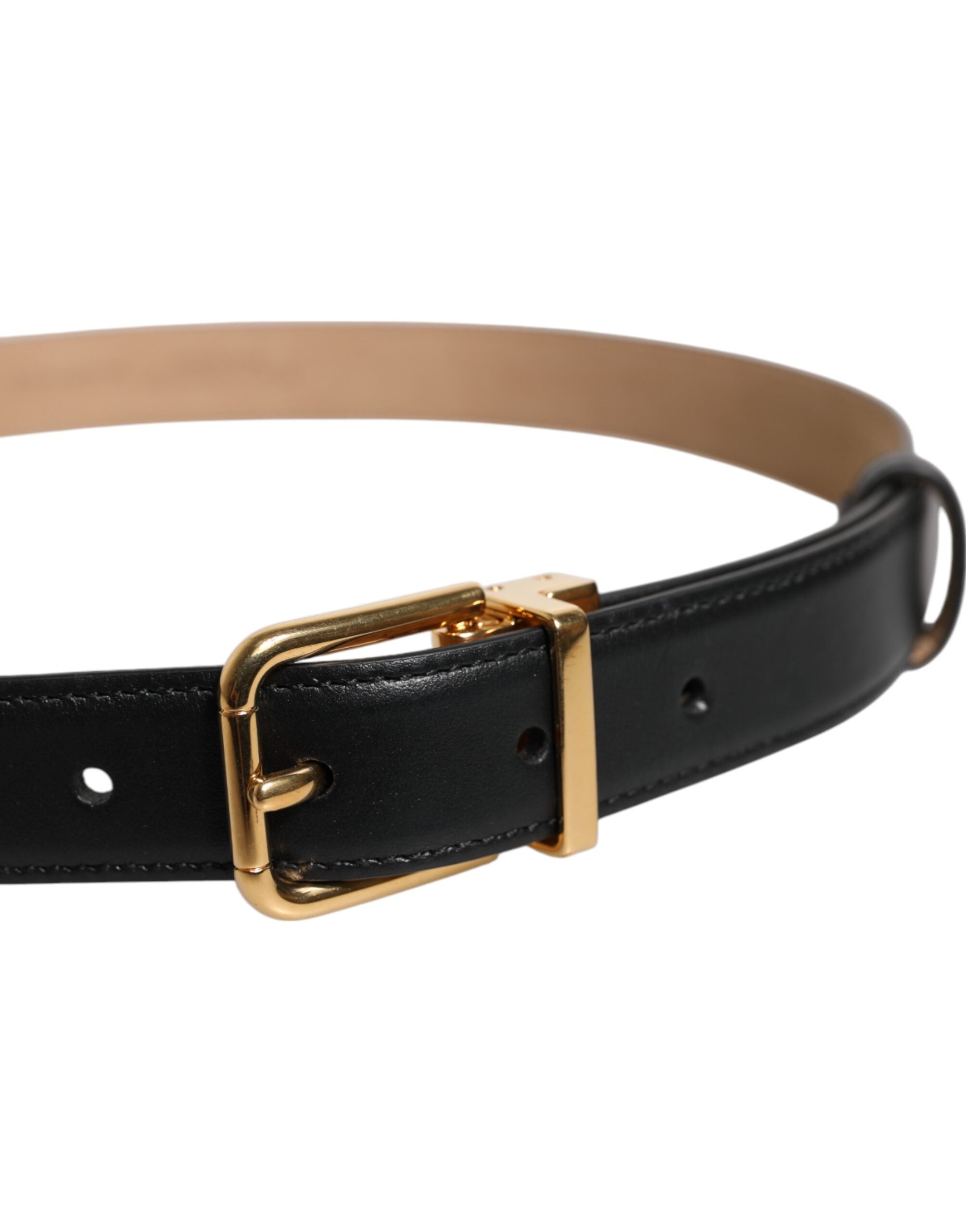 Curea Dolce & Gabbana din piele neagră cu cataramă metalică și logo