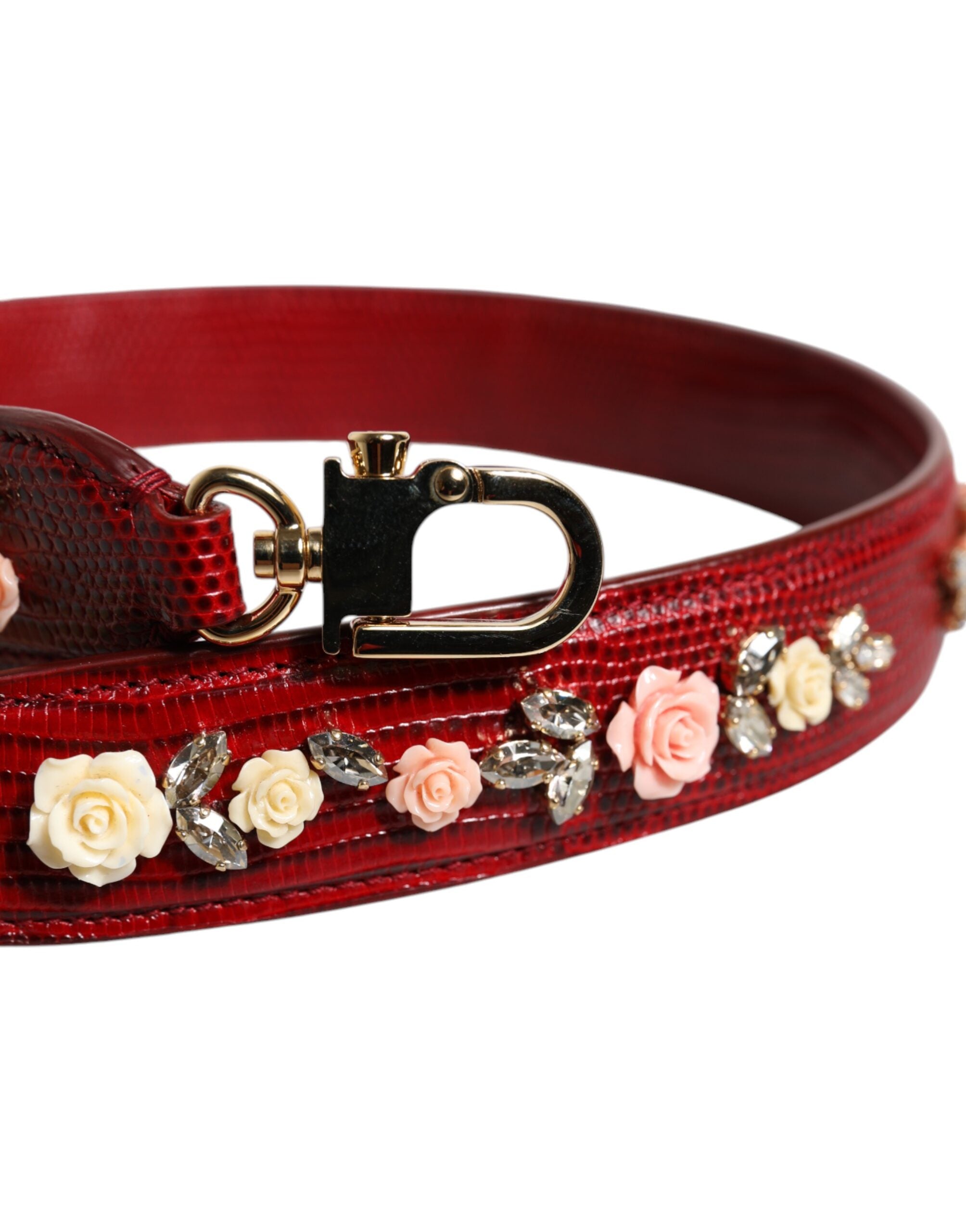Geantă de umăr Dolce & Gabbana din piele roșie cu imprimeu floral