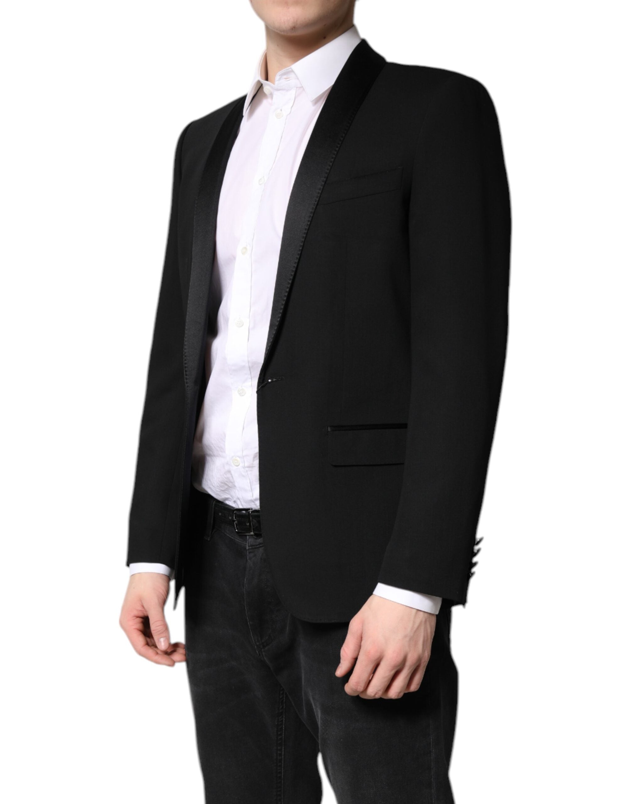 Dolce & Gabbana Schwarzer einreihiger Herrenmantel MARTINI Blazer