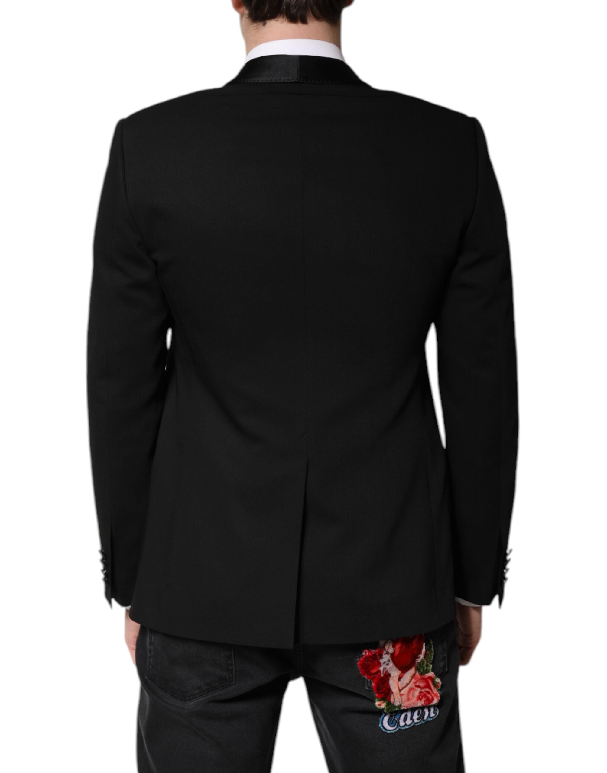 Dolce & Gabbana Schwarzer einreihiger Herrenmantel MARTINI Blazer