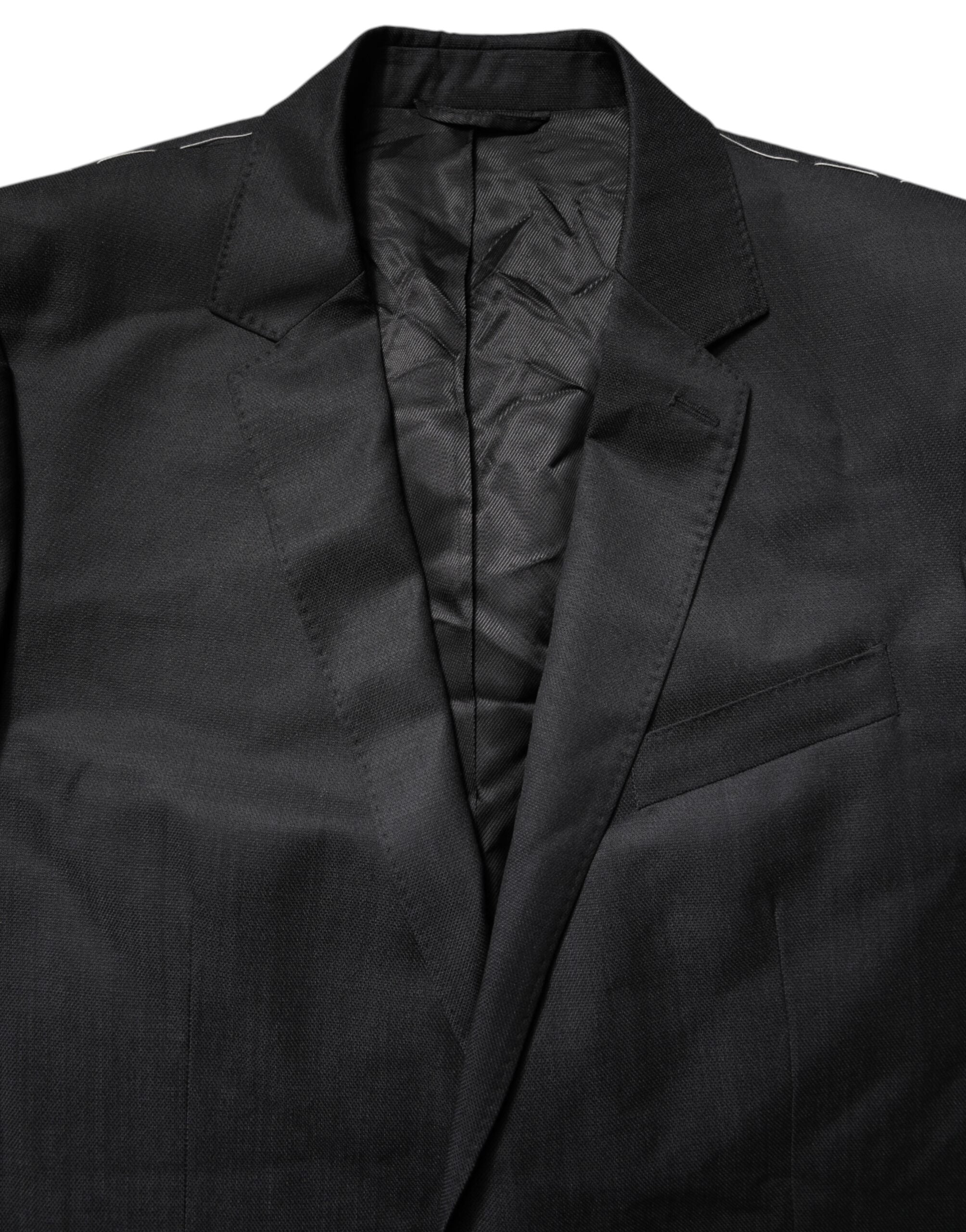 Dolce & Gabbana Schwarzer einreihiger Herrenmantel MARTINI Blazer