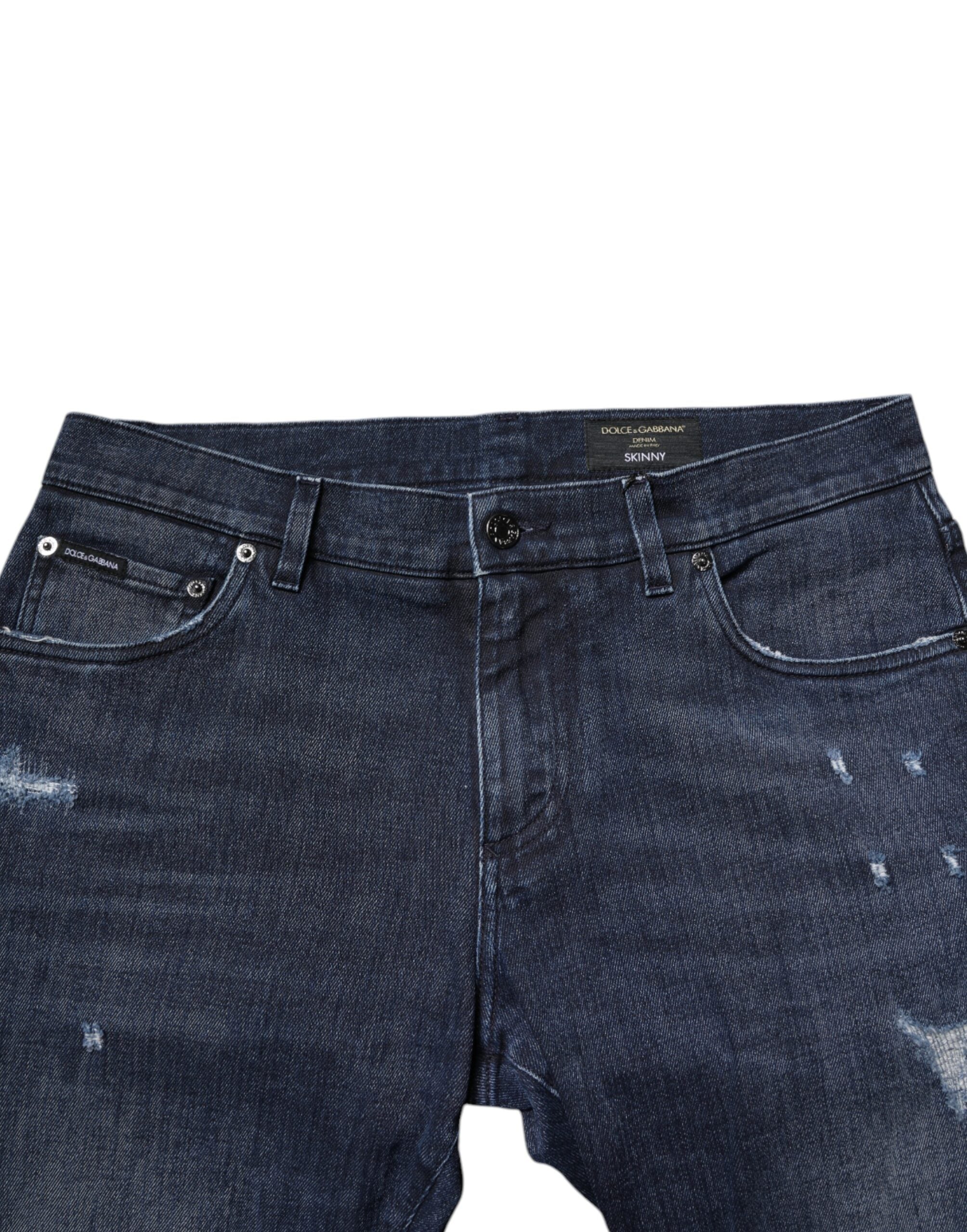 Blugi skinny Dolce & Gabbana din bumbac albastru pentru bărbați