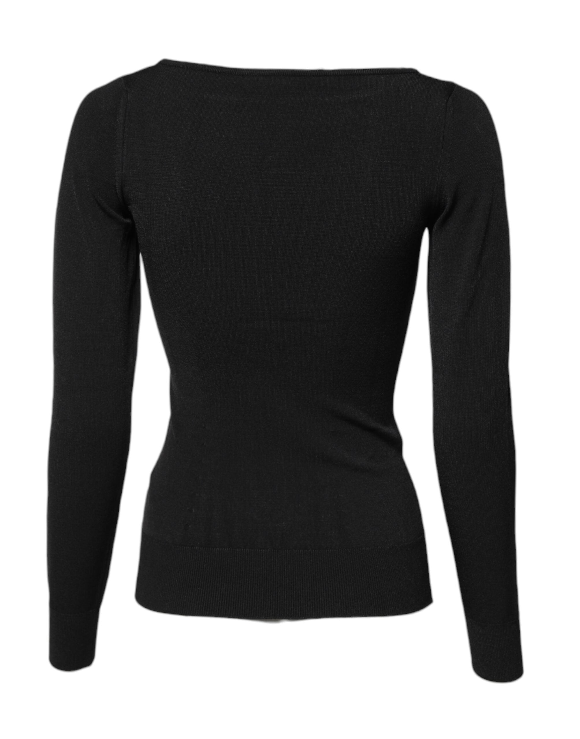 Dolce & Gabbana – Schwarzes Pullover-Oberteil aus Viskose mit langen Ärmeln