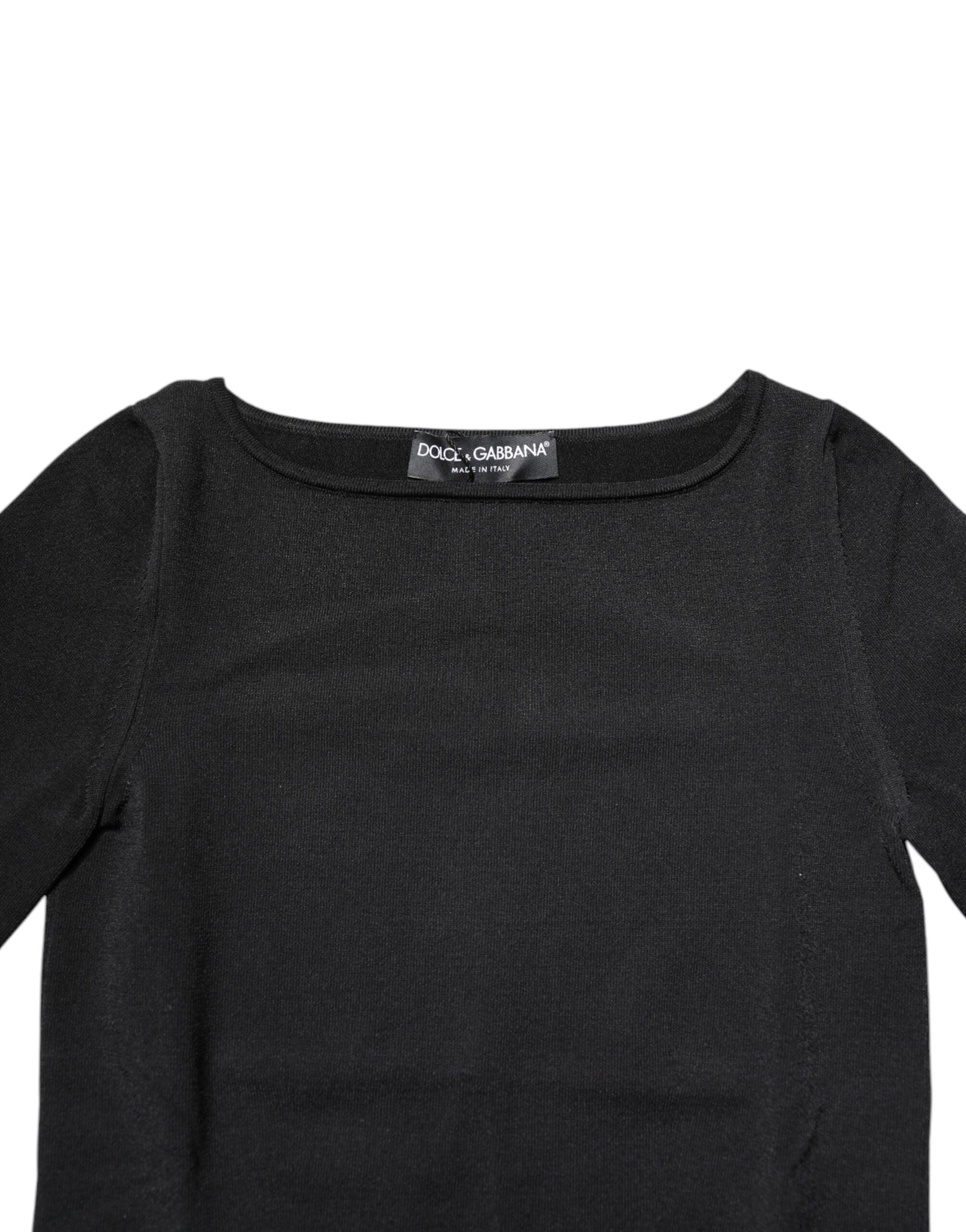 Dolce & Gabbana – Schwarzes Pullover-Oberteil aus Viskose mit langen Ärmeln
