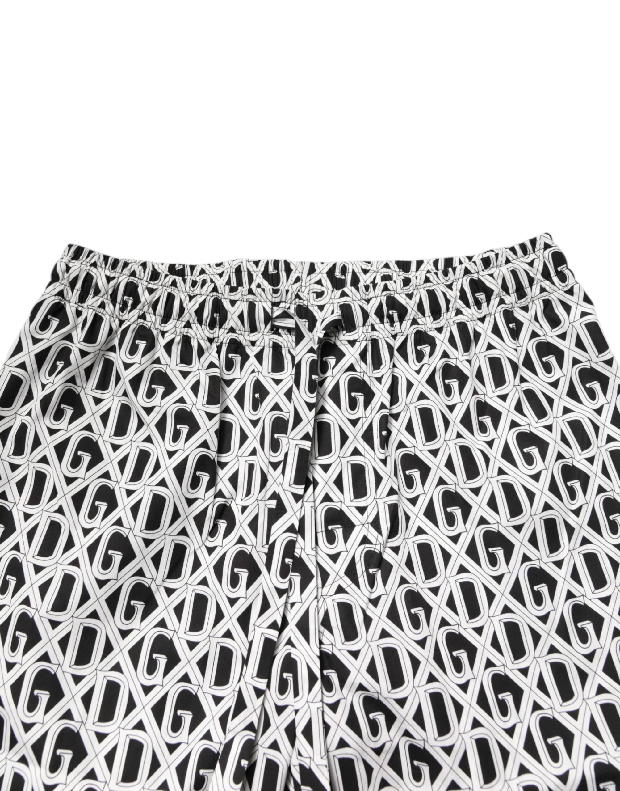 Dolce & Gabbana Pyjama-Set aus Baumwolle mit DG-Print, Schwarz/Weiß