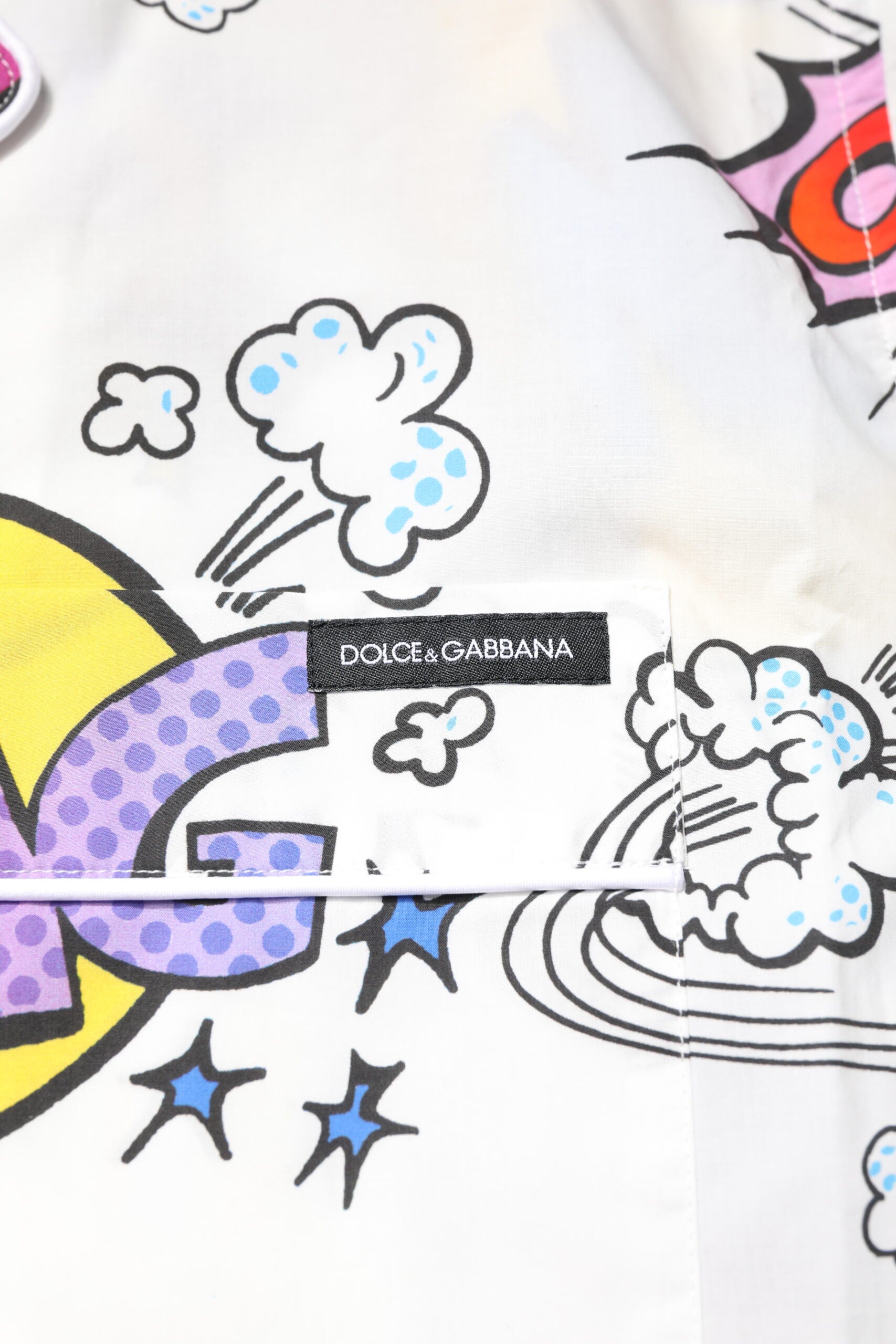 Dolce & Gabbana Weißer Pyjama aus Baumwolle mit Cartoon-Print für Herren