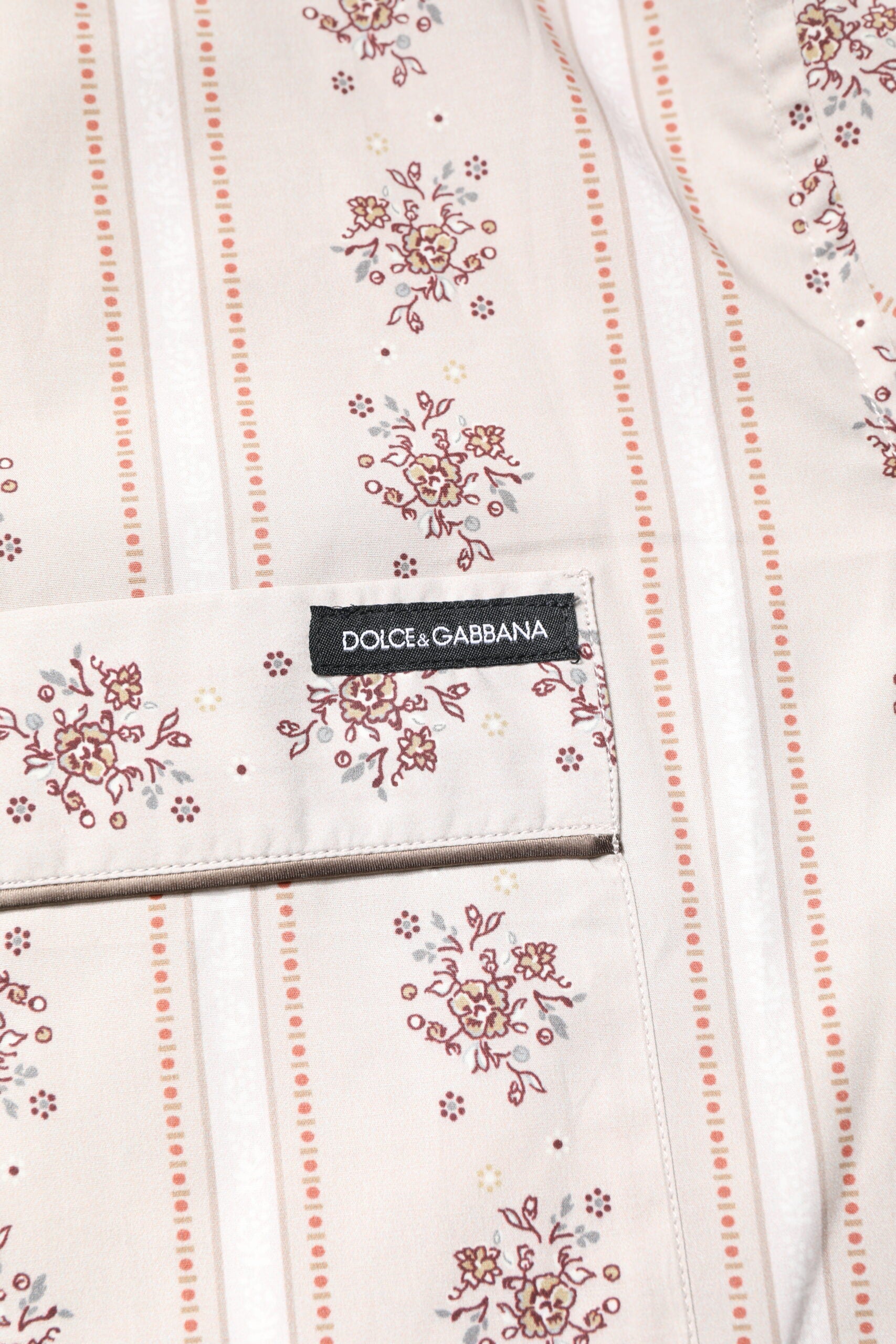 Dolce & Gabbana Beige Herren-Pyjama-Set aus Baumwolle mit Blumendruck