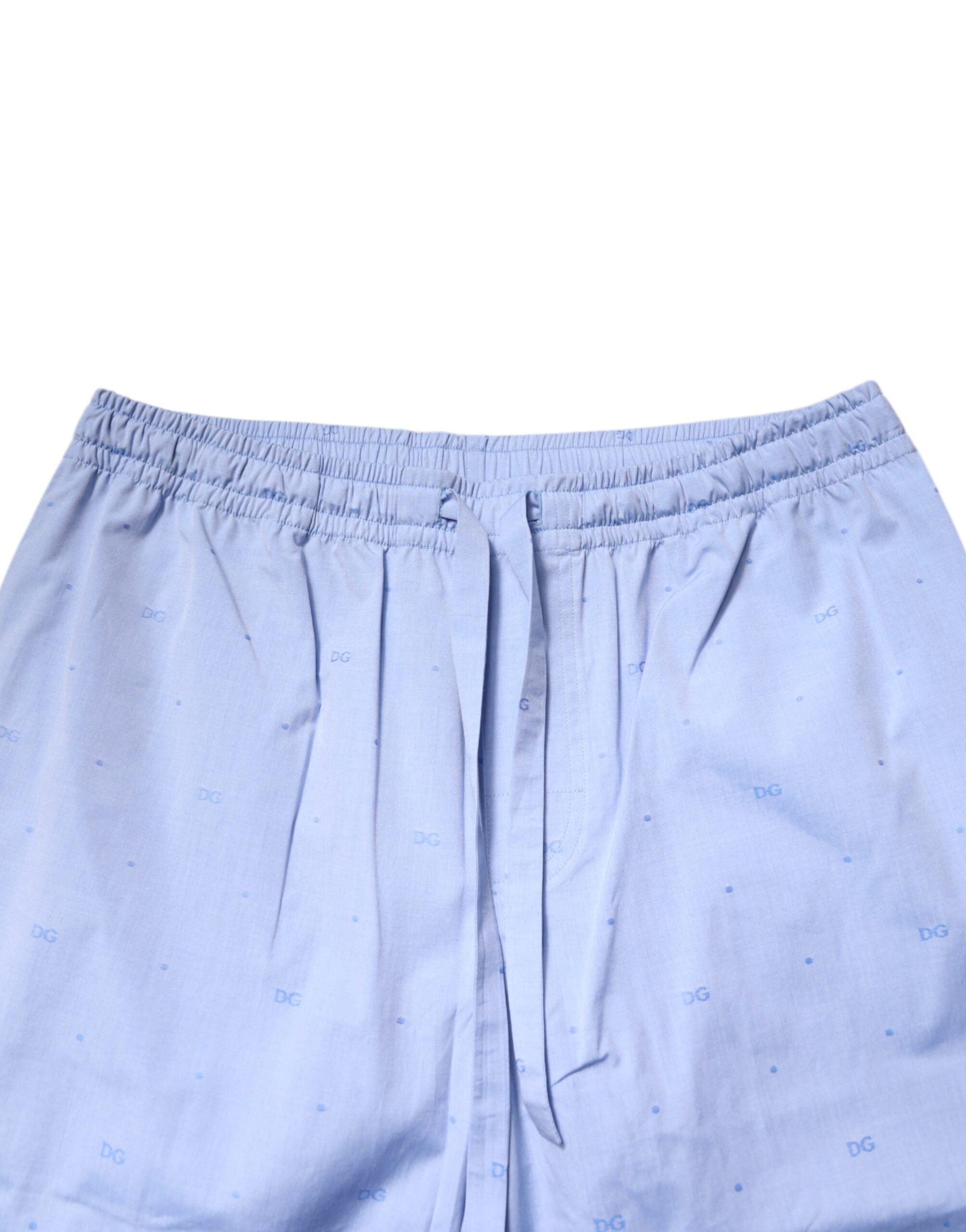 Dolce & Gabbana Hellblaues Pyjama-Set aus Baumwolle mit DG-Logo für Herren