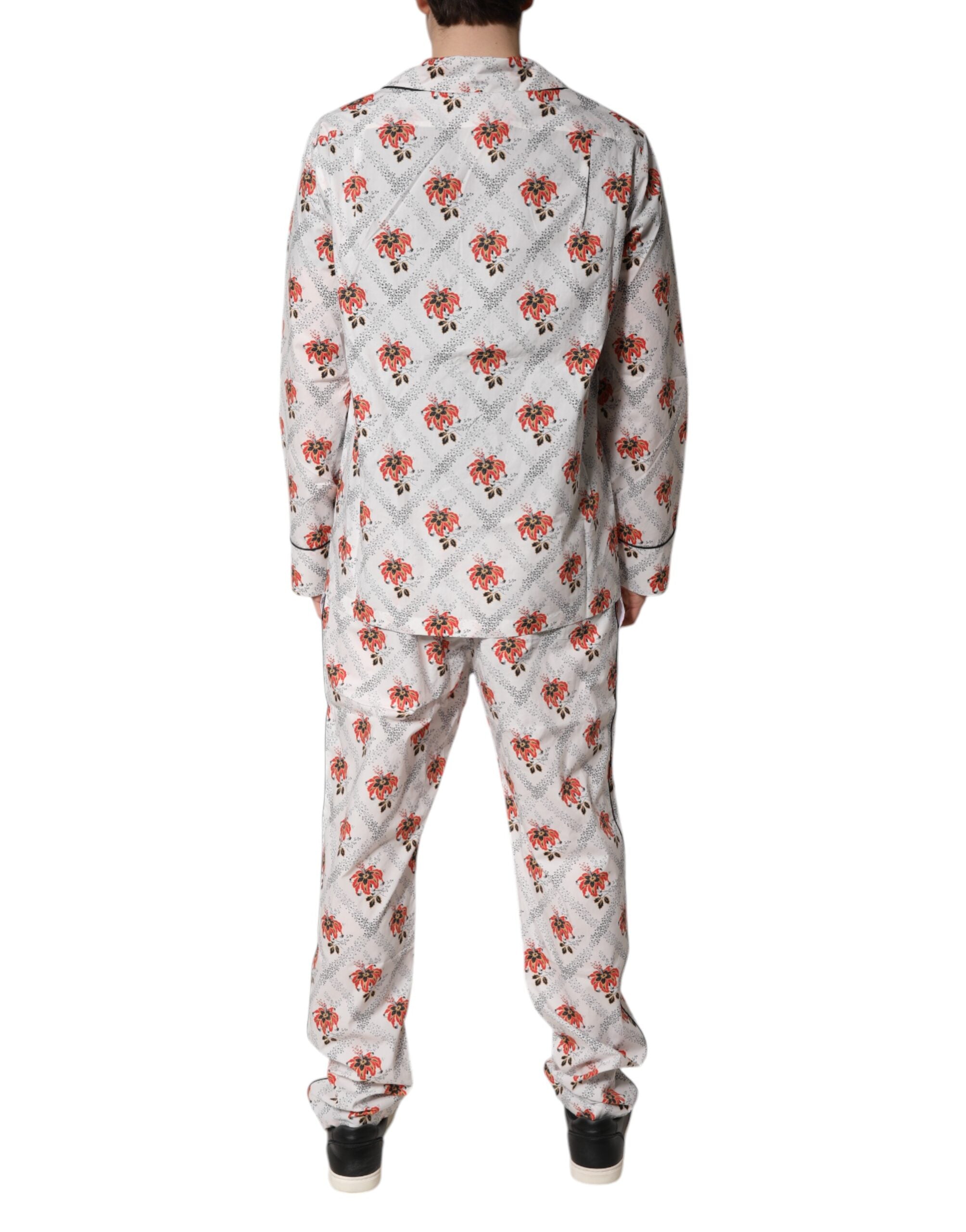 Dolce & Gabbana Pyjama-Set aus Baumwolle mit mehrfarbigem Blumendruck, Nachtwäsche