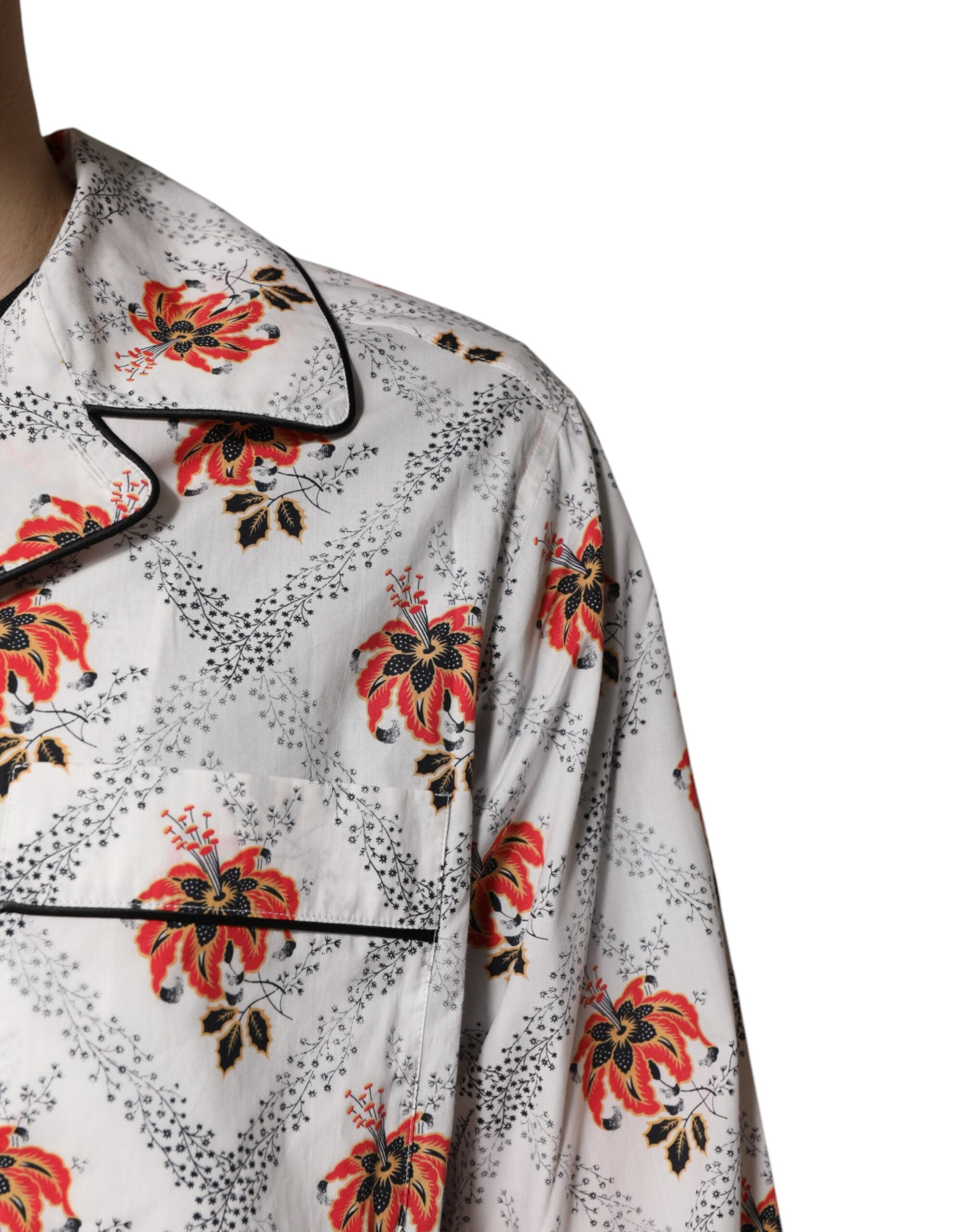 Dolce & Gabbana Pyjama-Set aus Baumwolle mit mehrfarbigem Blumendruck, Nachtwäsche