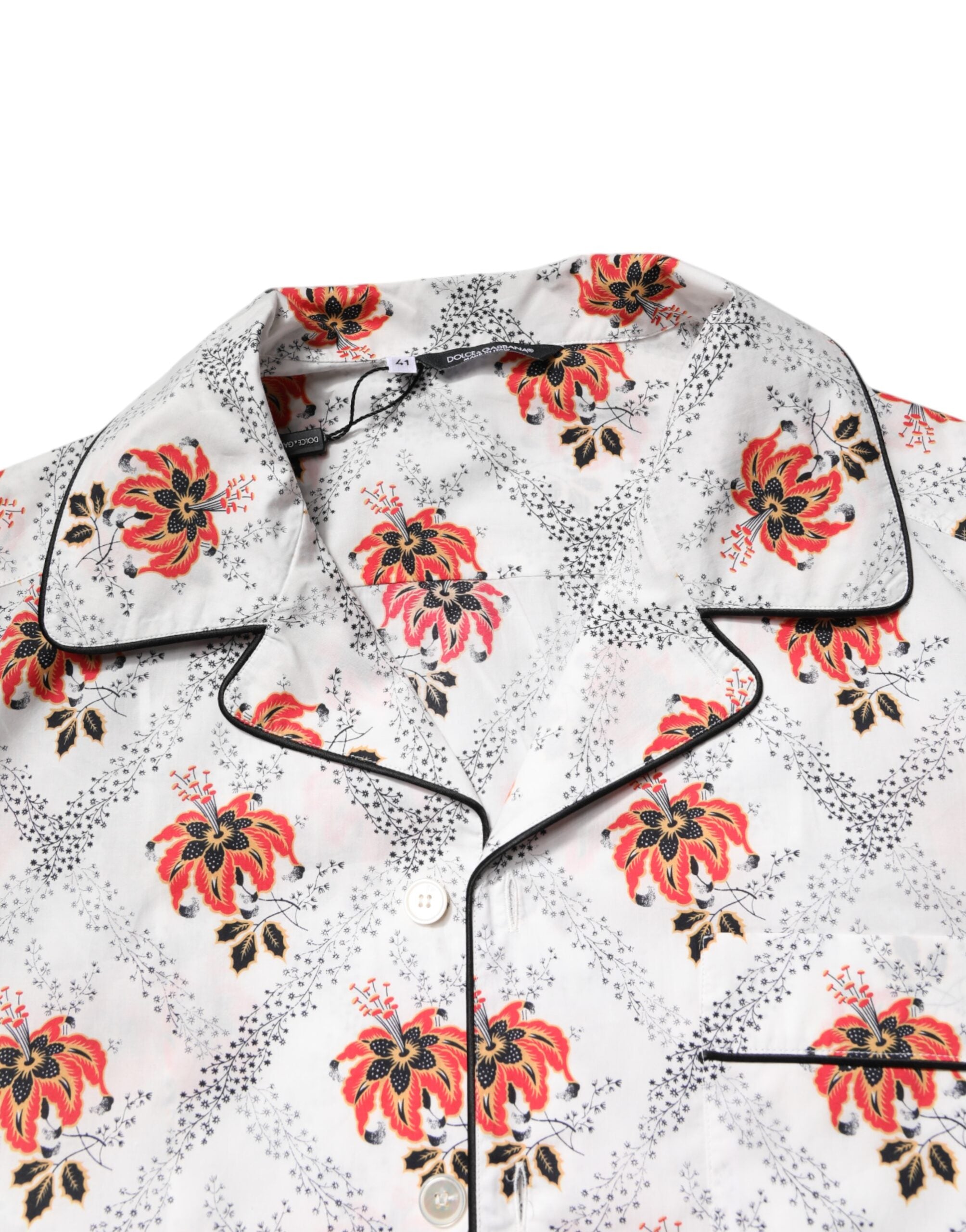 Dolce & Gabbana Pyjama-Set aus Baumwolle mit mehrfarbigem Blumendruck, Nachtwäsche
