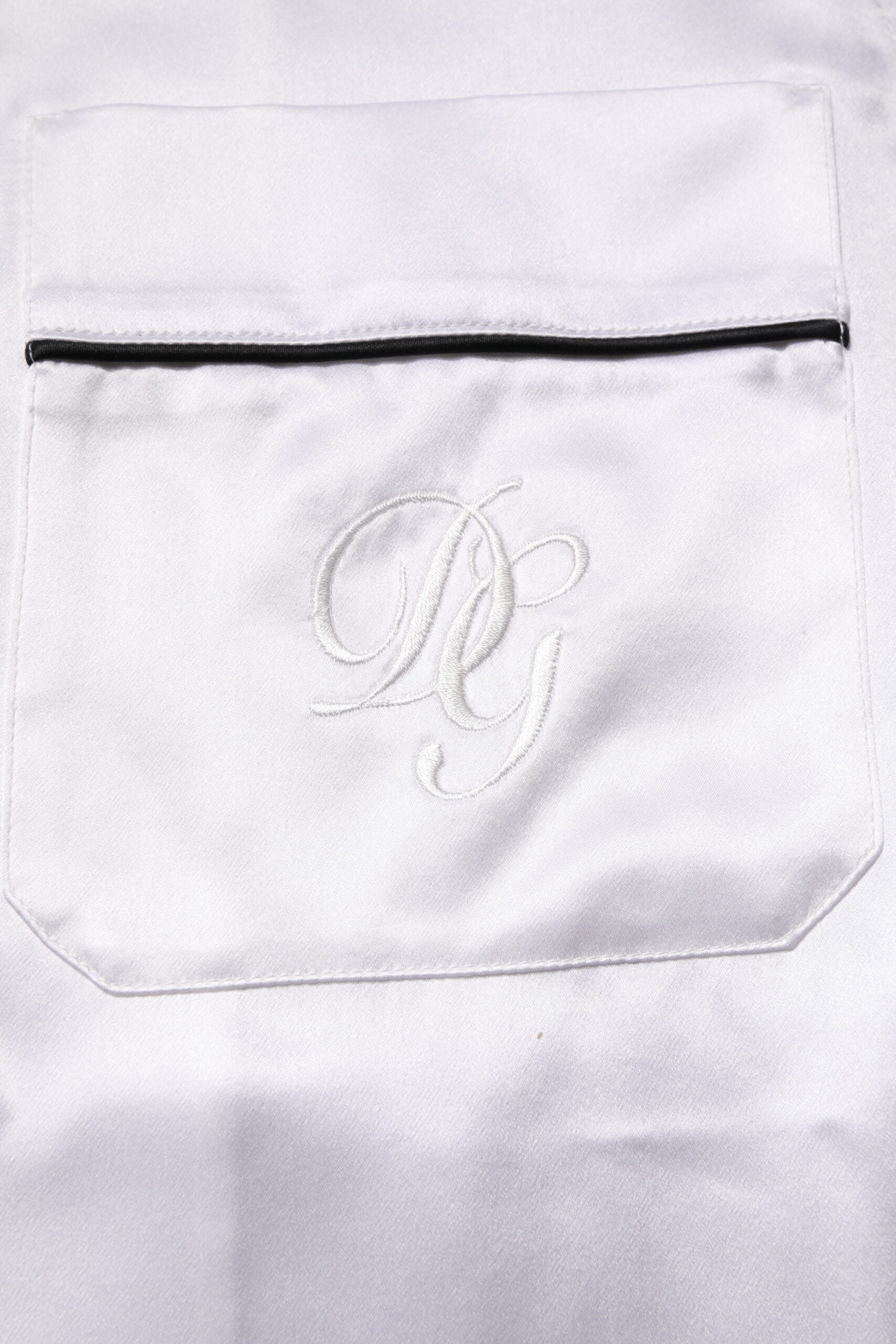 Dolce & Gabbana Weiß Satin Seide Männer Pyjama Set Nachtwäsche