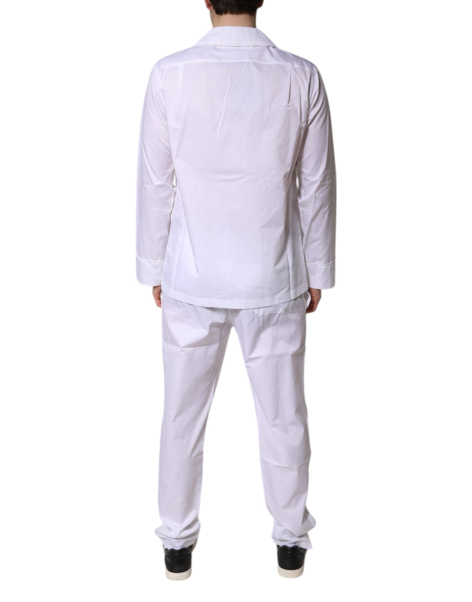 Dolce & Gabbana Pyjama-Set aus weißer Baumwolle mit Hemd und Hose