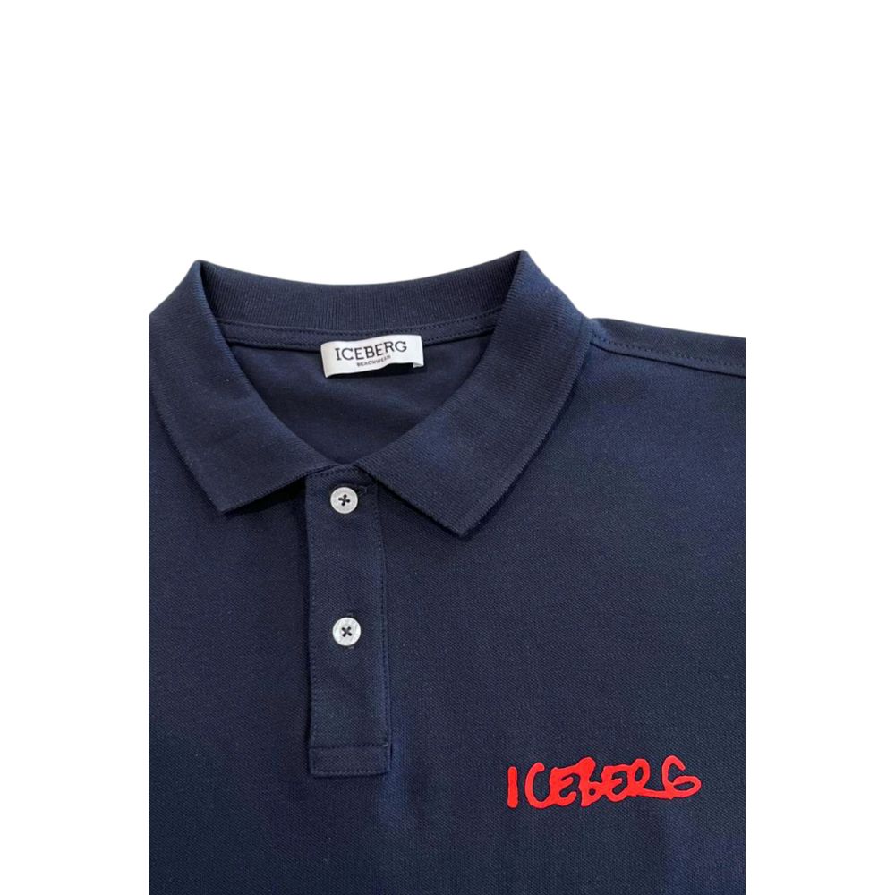 Tricou polo pentru bărbați din bumbac albastru Iceberg