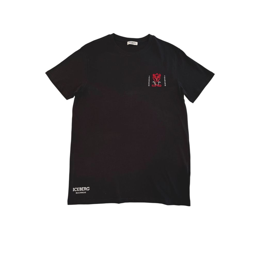 Tricou Iceberg negru din bumbac pentru bărbați
