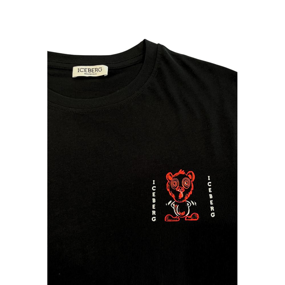 Tricou Iceberg negru din bumbac pentru bărbați