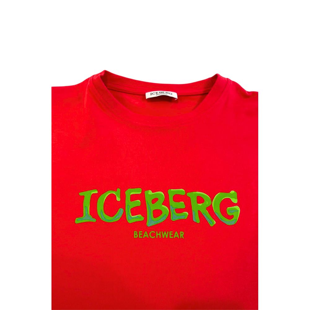 Iceberg Rotes Baumwoll-Herren-T-Shirt