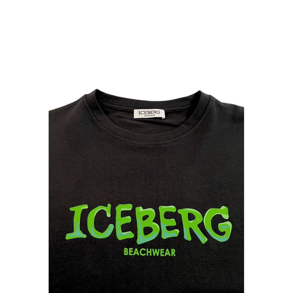 Tricou Iceberg negru din bumbac pentru bărbați