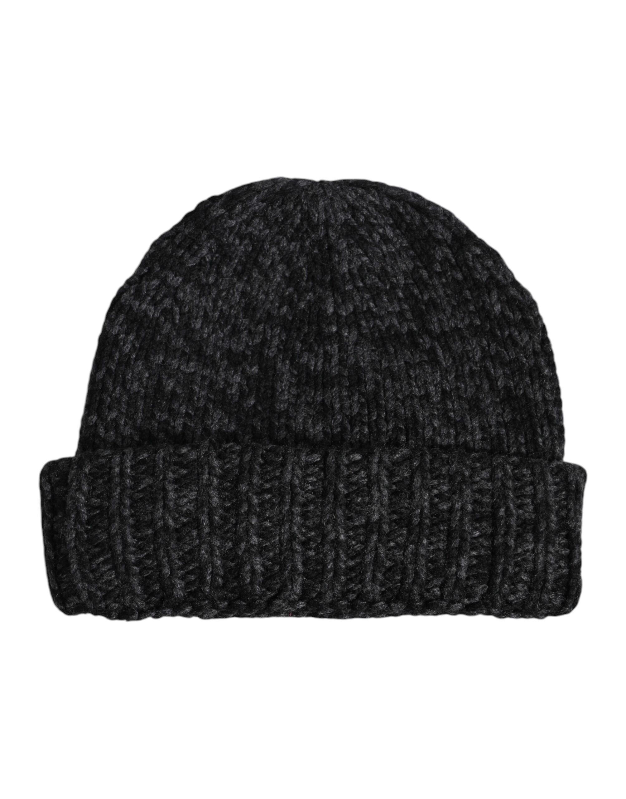 Dolce & Gabbana Graue Kaschmir-Strickmütze für den Winter