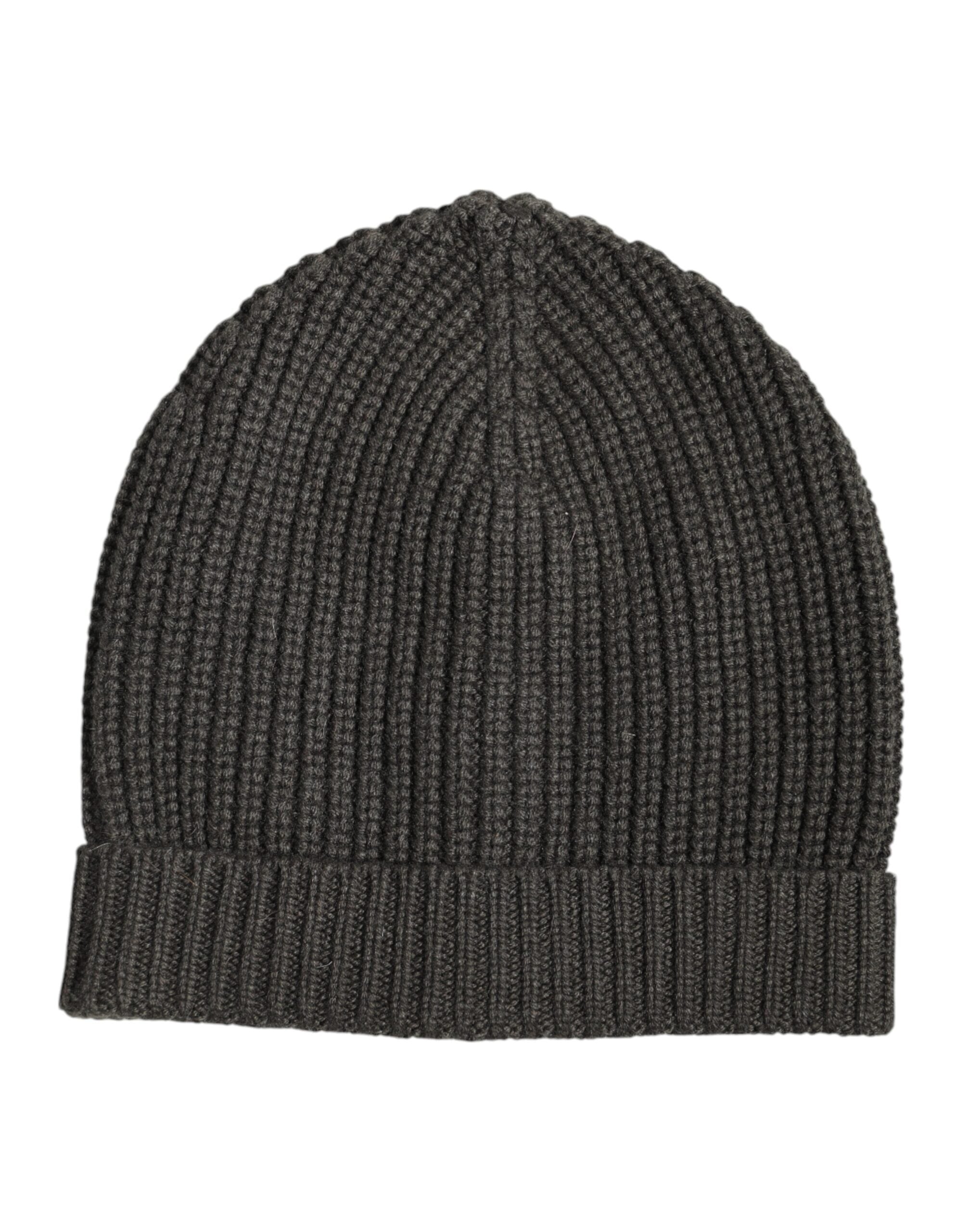 Dolce & Gabbana Wintermütze aus dunkelgrauem Kaschmirstrick