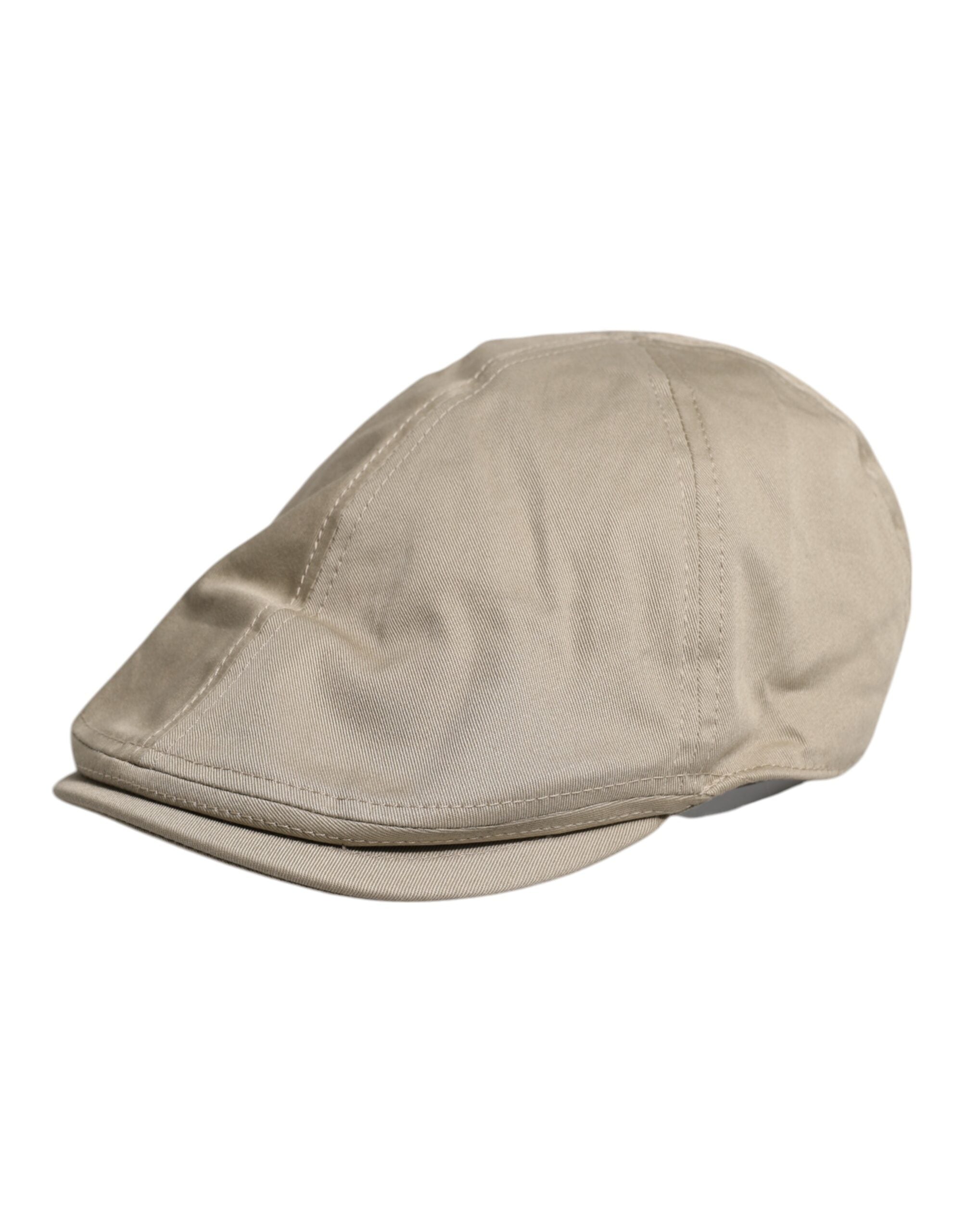 Dolce & Gabbana Beige Baumwoll-Newsboy-Capello-Cabbie-Mütze