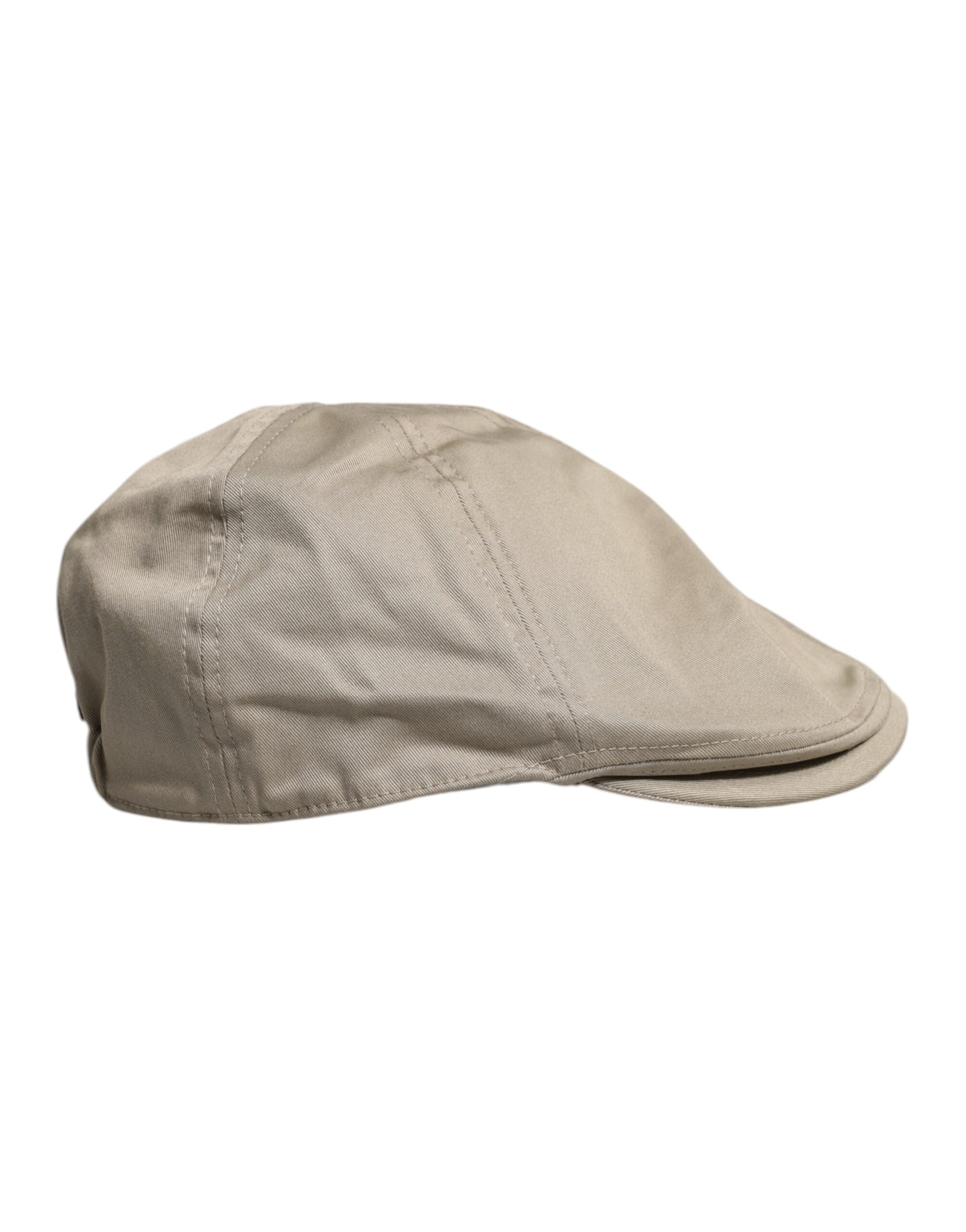 Dolce & Gabbana Beige Baumwoll-Newsboy-Capello-Cabbie-Mütze
