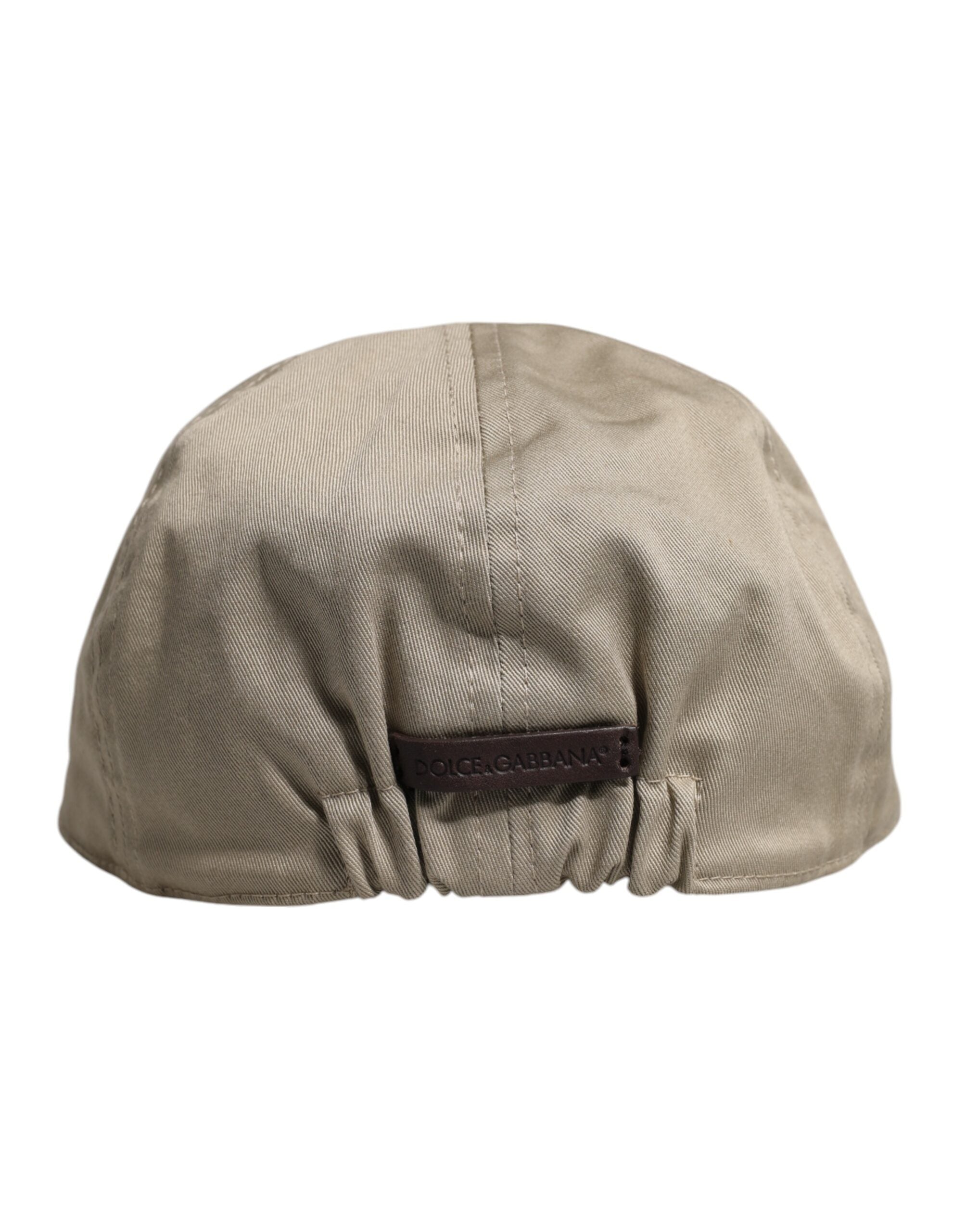 Dolce & Gabbana Beige Baumwoll-Newsboy-Capello-Cabbie-Mütze
