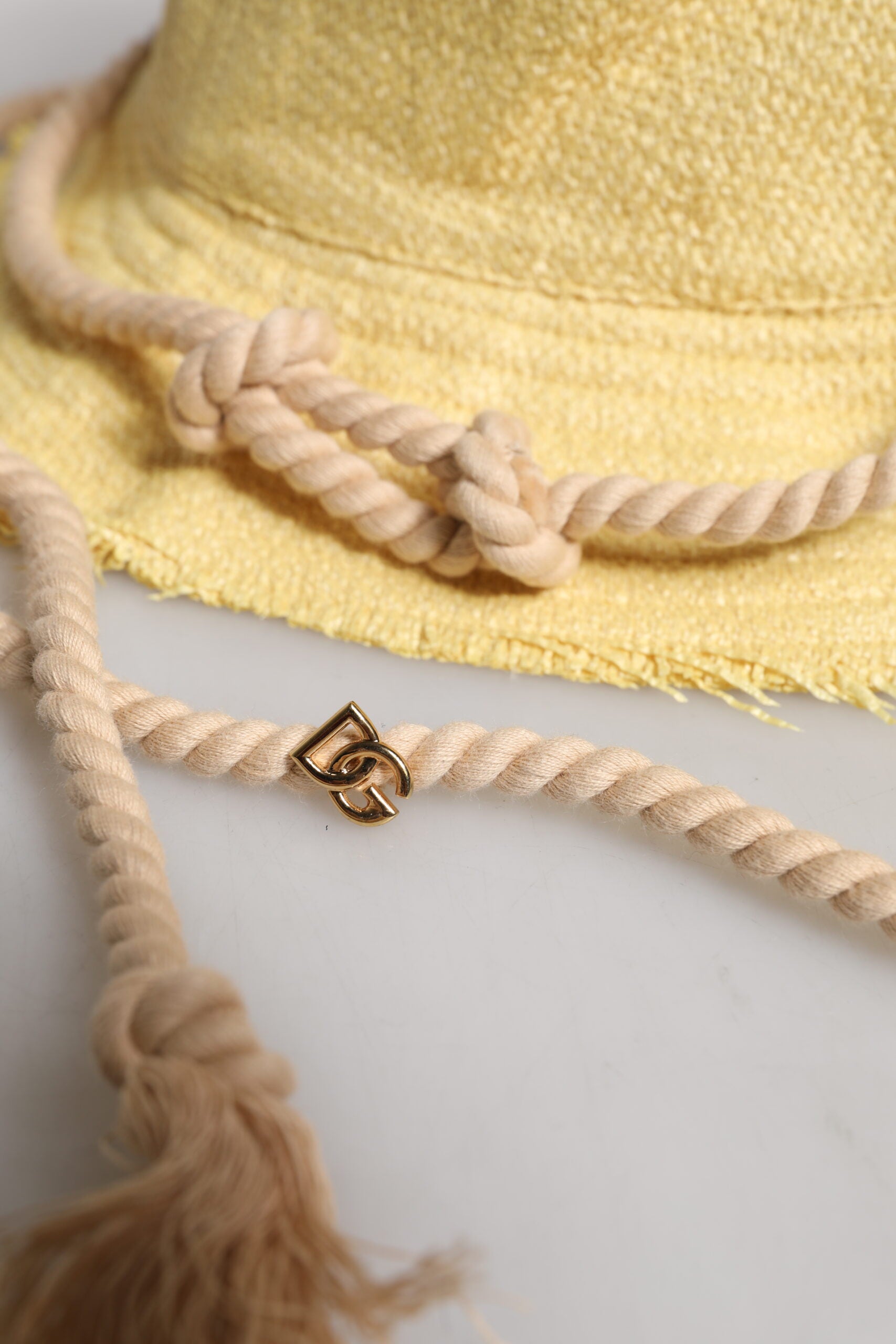 Dolce & Gabbana – Gelber Fischerhut aus Baumwolle mit breiter Krempe