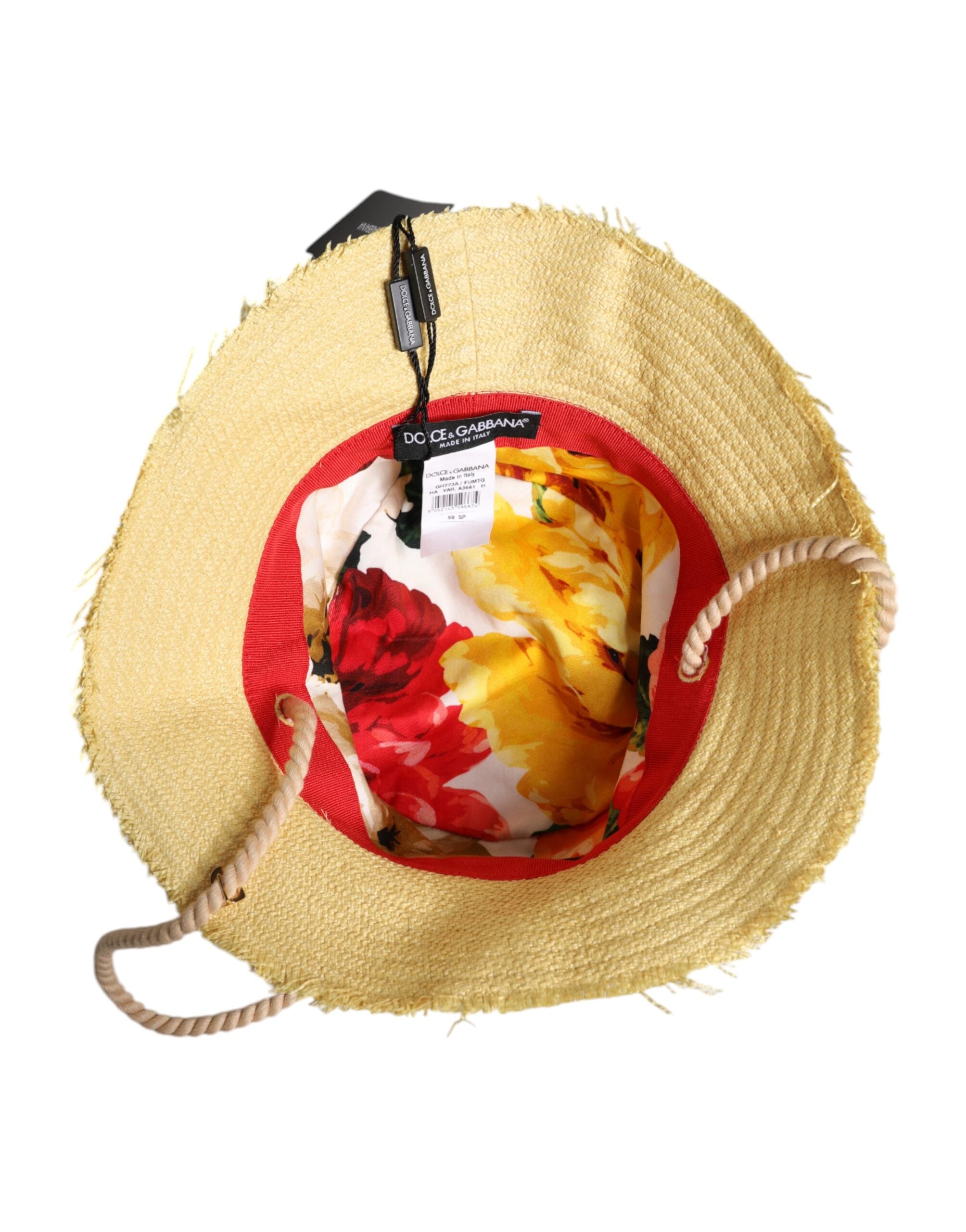 Dolce & Gabbana – Gelber Fischerhut aus Baumwolle mit breiter Krempe