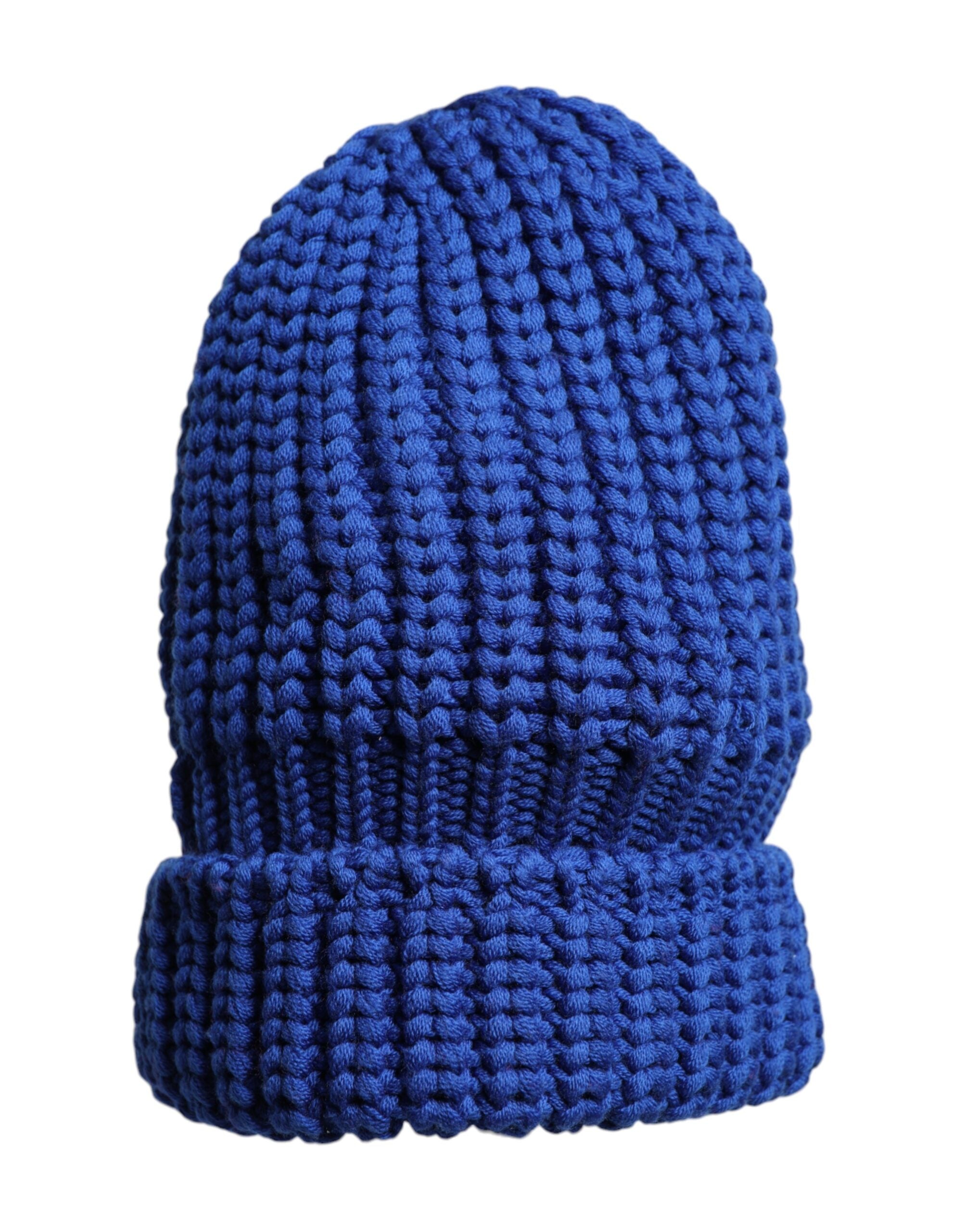 Dolce & Gabbana Blaue Wollstrickmütze für den Winter